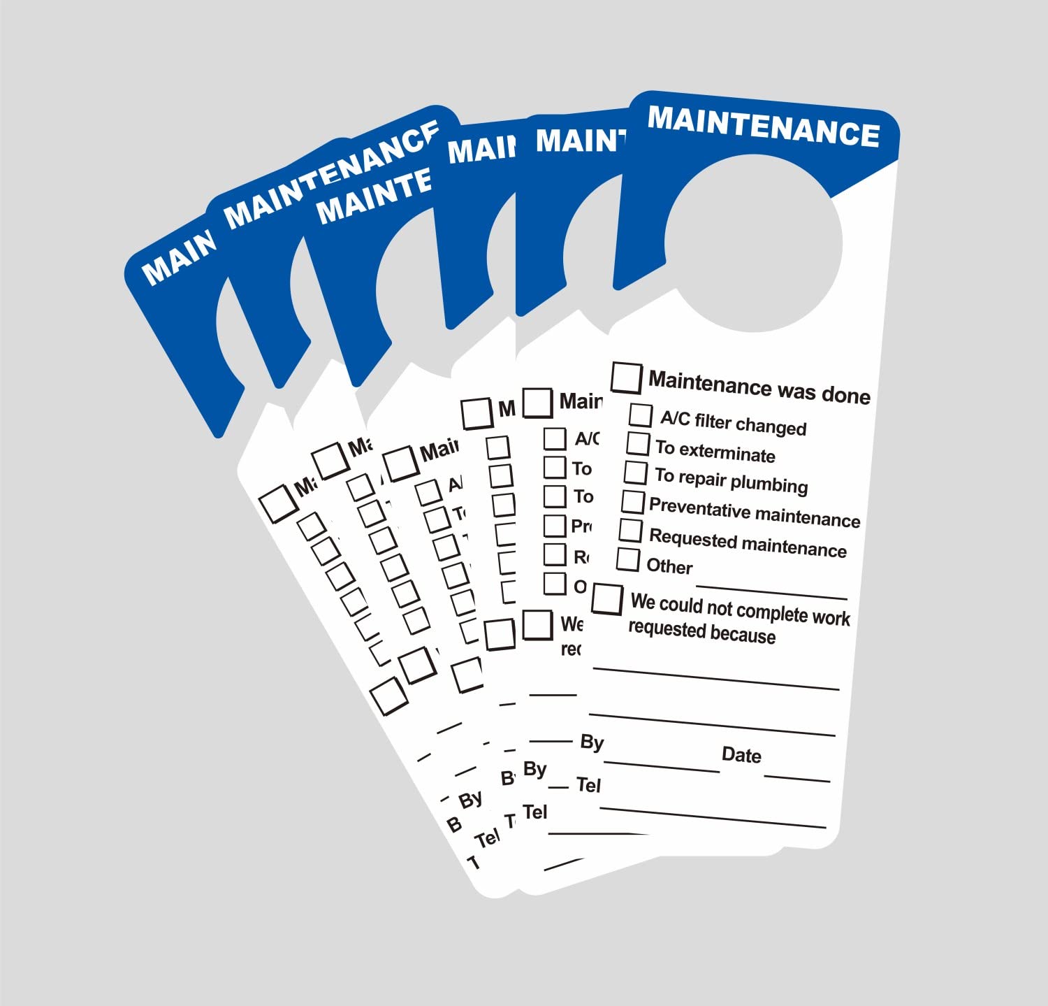 50pcs Blue Maintenance Door Hanger Tags - 3.5x9.5 Inch Plastic Hang Tags for Housekeeping & Room Service | Perfect for Hotels, Cleaning Services & Property Management