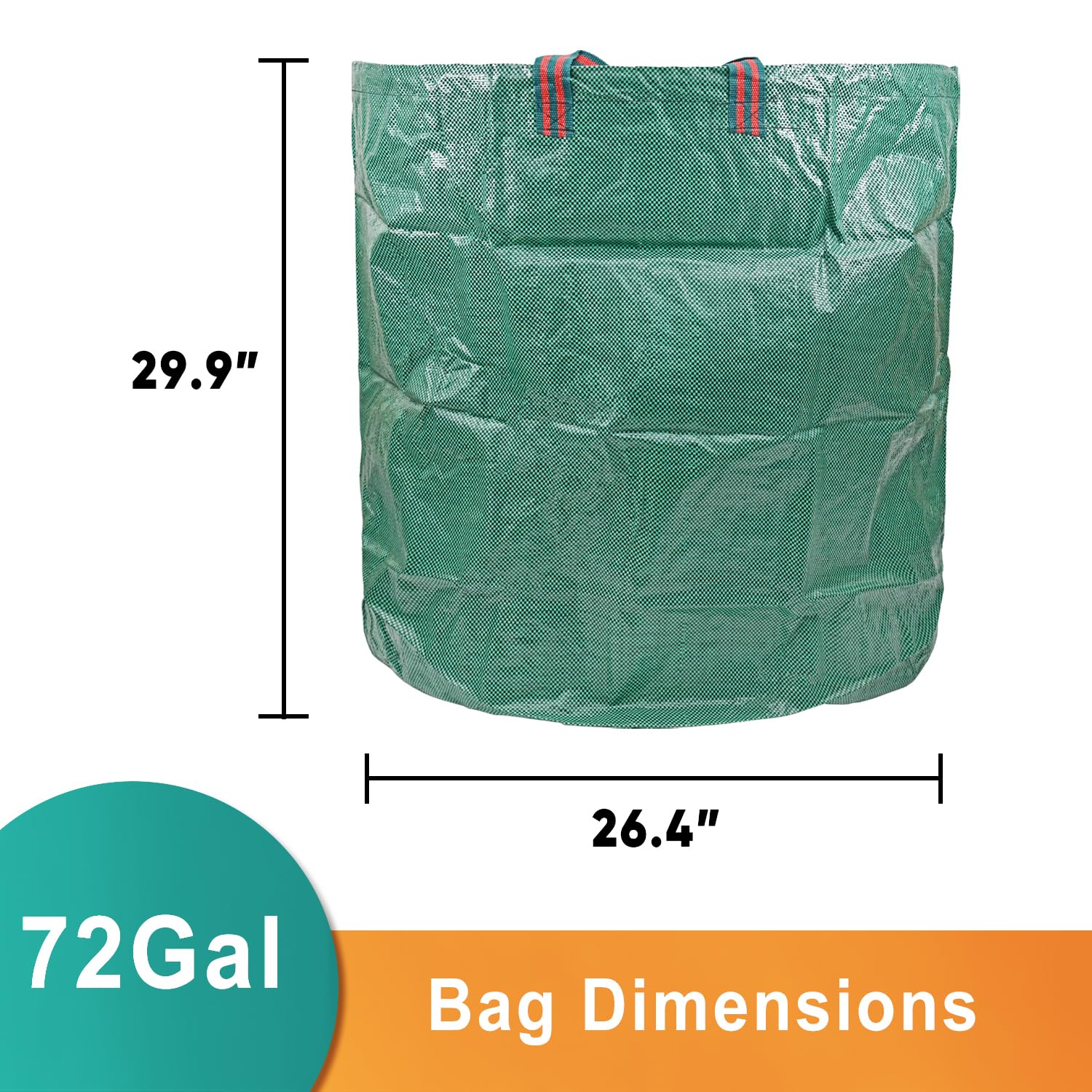 Heavy Duty 72 Gallon Garden Waste Bags - 3 Pack with Handles (30