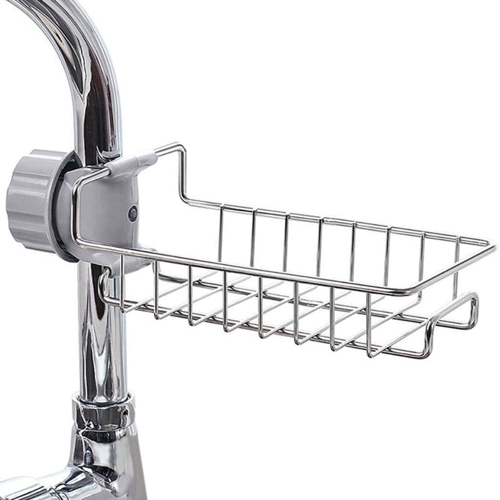 Stainless Steel Sink Hanging Storage Rack - Faucet Clip Organizer for Kitchen & Bathroom - Dishcloth Holder, Towel Drying Shelf, Drain Rack - Perfect for Sponge Storage & Utensil Drying