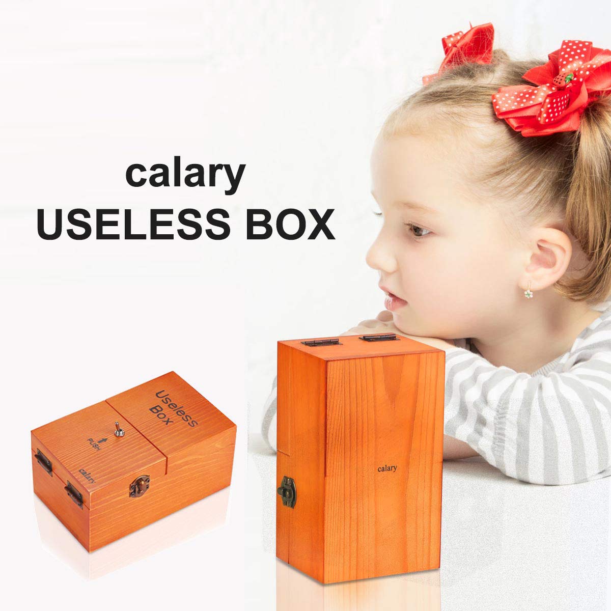 Calary Useless Box - Self-Turning Off Machine Fully Assembled in Box (Brown) | Fun Desk Gadget for Office & Home Entertainment