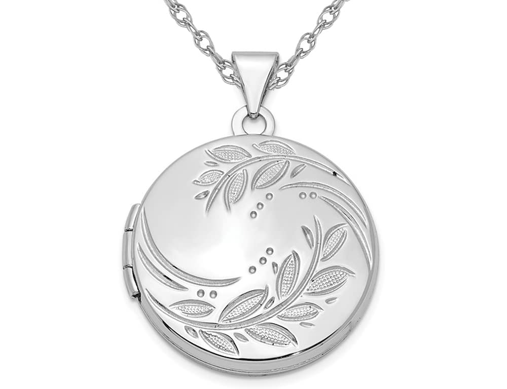 Sterling Silver Floral Locket Pendant Necklace with 18