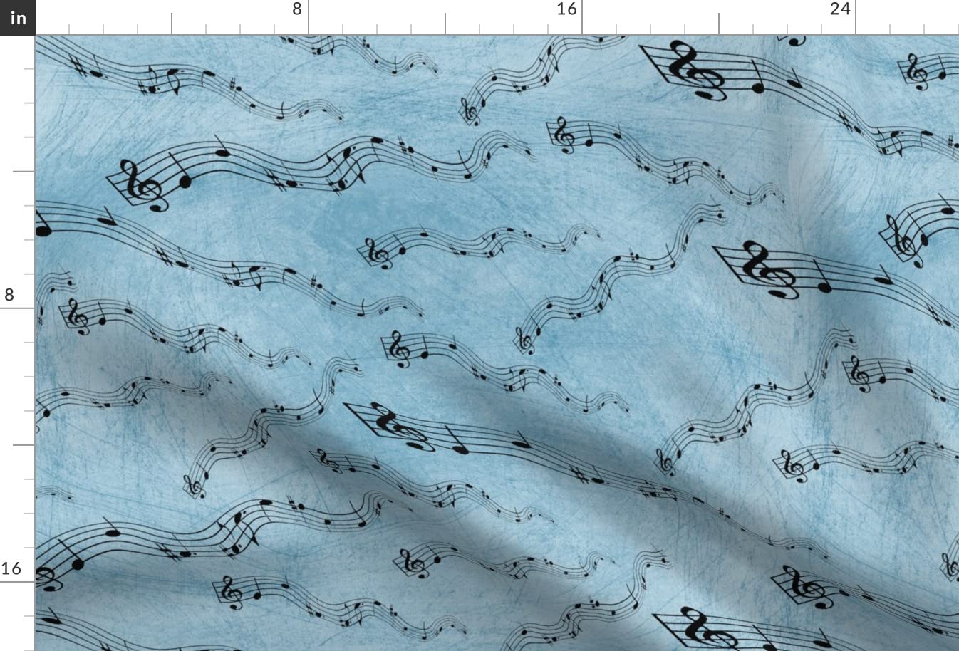 Premium Spoonflower Fabric - Blue Music Notes Printed on Soft Minky Fabric by The Yard - Perfect for Sewing Baby Blankets, Quilt Backing & Plush Toys | DIY Nursery Decor & Cozy Home Projects
