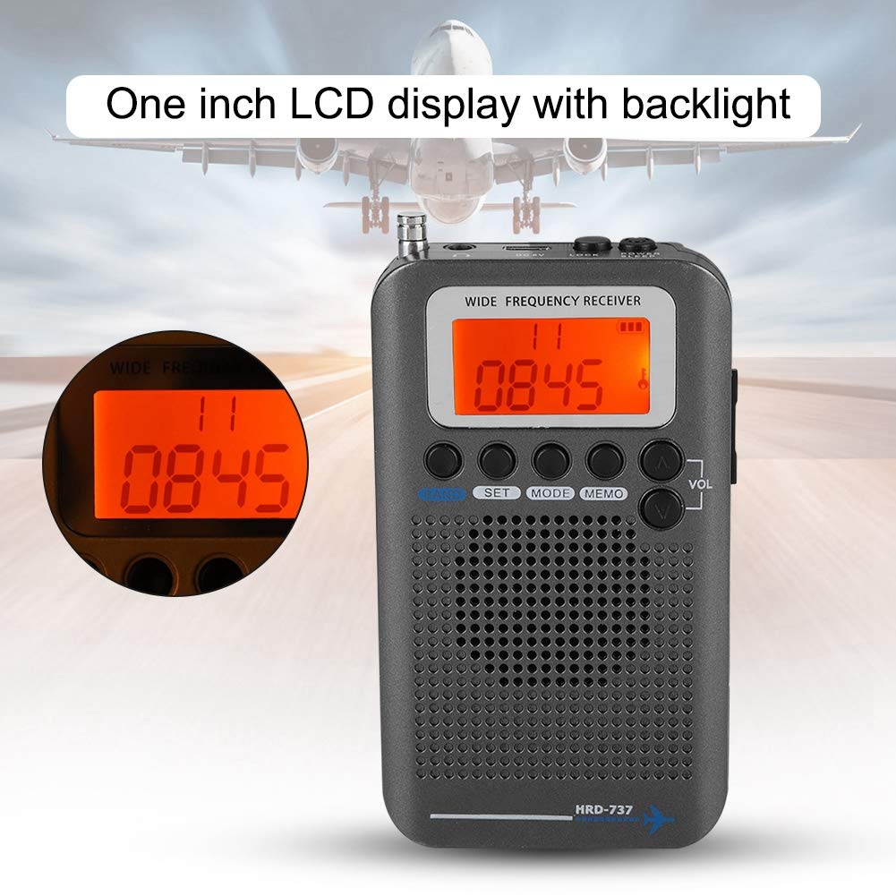 Full Band VHF Portable Radio with Airband Scanner - Handheld Aviation Receiver for Pilots, Emergency Communication & Outdoor Adventures (Black)