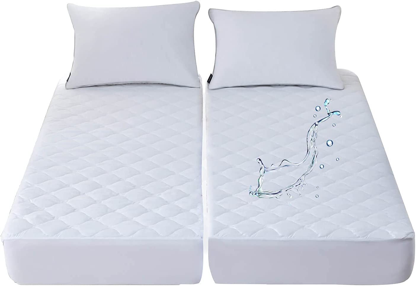 Waterproof Quilted Split California King Mattress Protector - Soft Noiseless Fitted Cover with Enhanced Elastic Pocket for Adjustable Beds (Fits 2 Cali Twin XL 36x84) - Ideal for Allergy Relief, Bedwetting Protection & Enhanced Sleep Comfort
