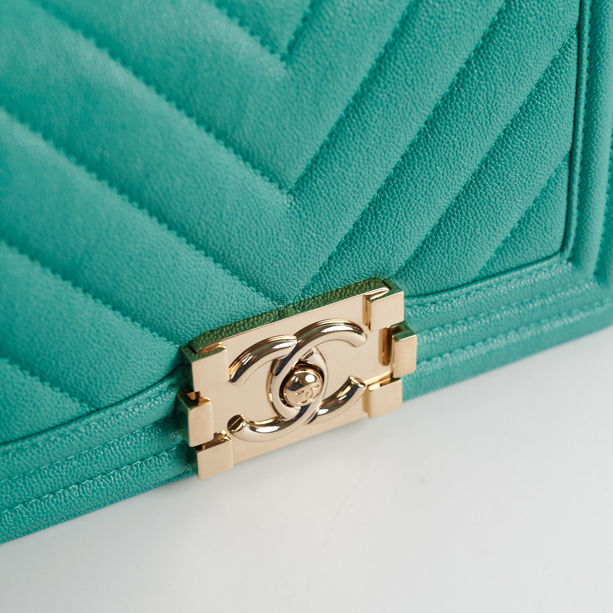 Chanel Chevron Caviar Leather Small Boy Bag in Turquoise - Luxury Crossbody Purse for Women, Perfect for Parties & Evening Events