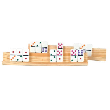 CHH Domino Racks 2-Pack - Premium Wooden Domino Tile Holder Set for Game Nights, Parties & Family Gatherings - Perfect for Storage & Organization