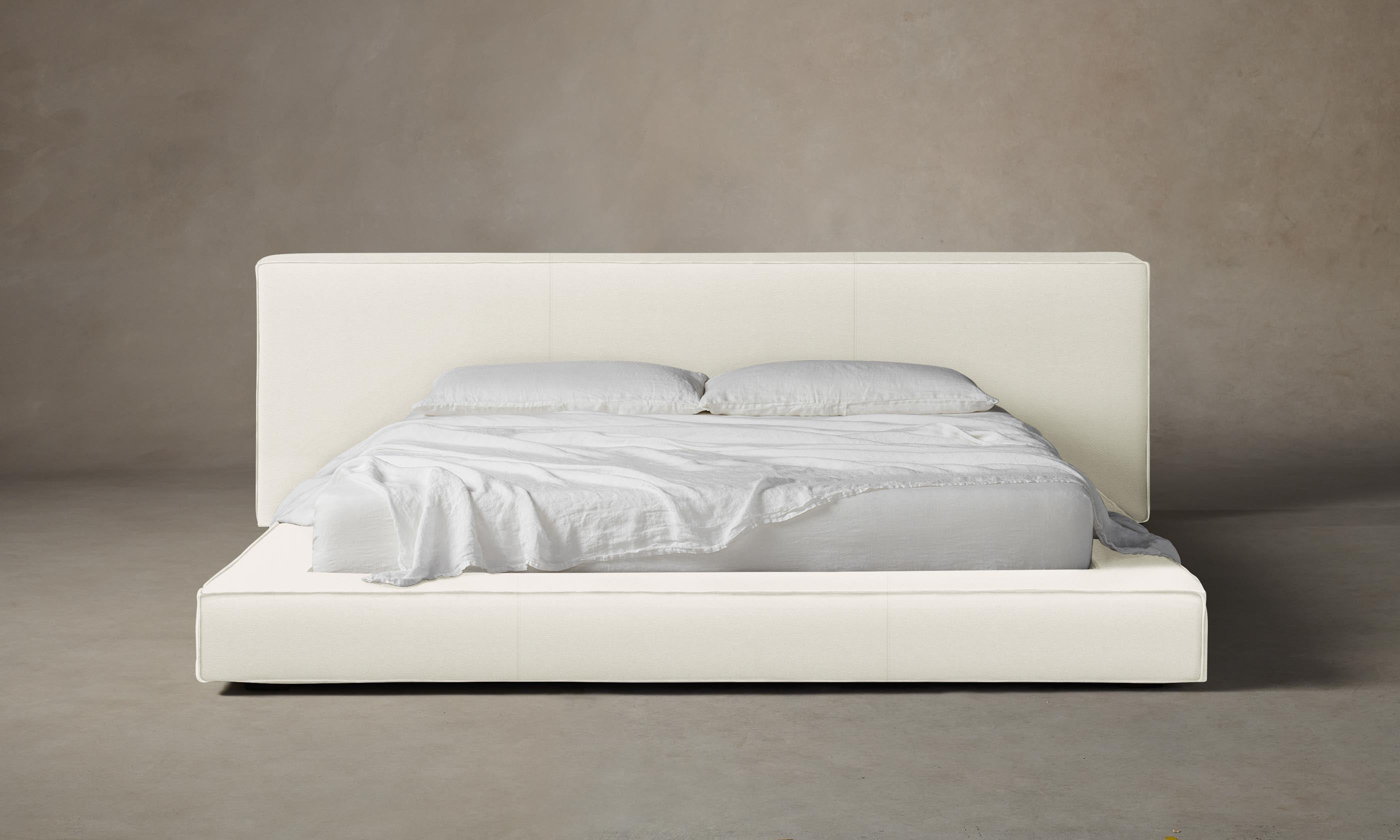 Premium Pebbled Leather Swan Headboard - The Eldridge Bed - Elegant Upholstered Bed Frame for Master Bedroom & Guest Room Decor