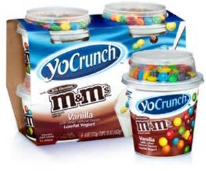YOCRUNCH Yogurt with M&M's - Vanilla Flavor (4 Cups, Pack of 3) | Delicious Snack for Kids Lunchboxes, Office Treats & Healthy Desserts
