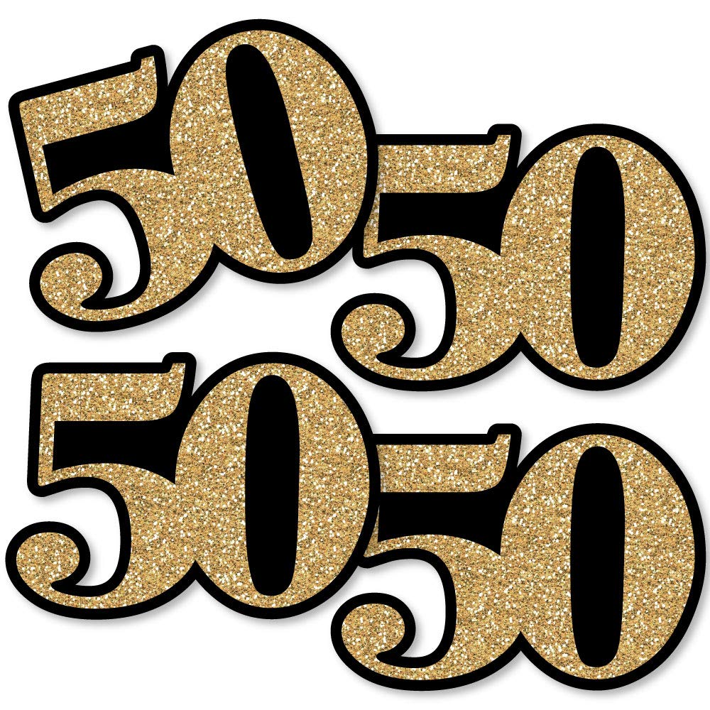 Big Dot of Happiness Adult 50th Birthday Party Decorations Kit - 20-Piece Gold DIY Party Supplies Set for Milestone Celebrations, Anniversaries & Special Occasions