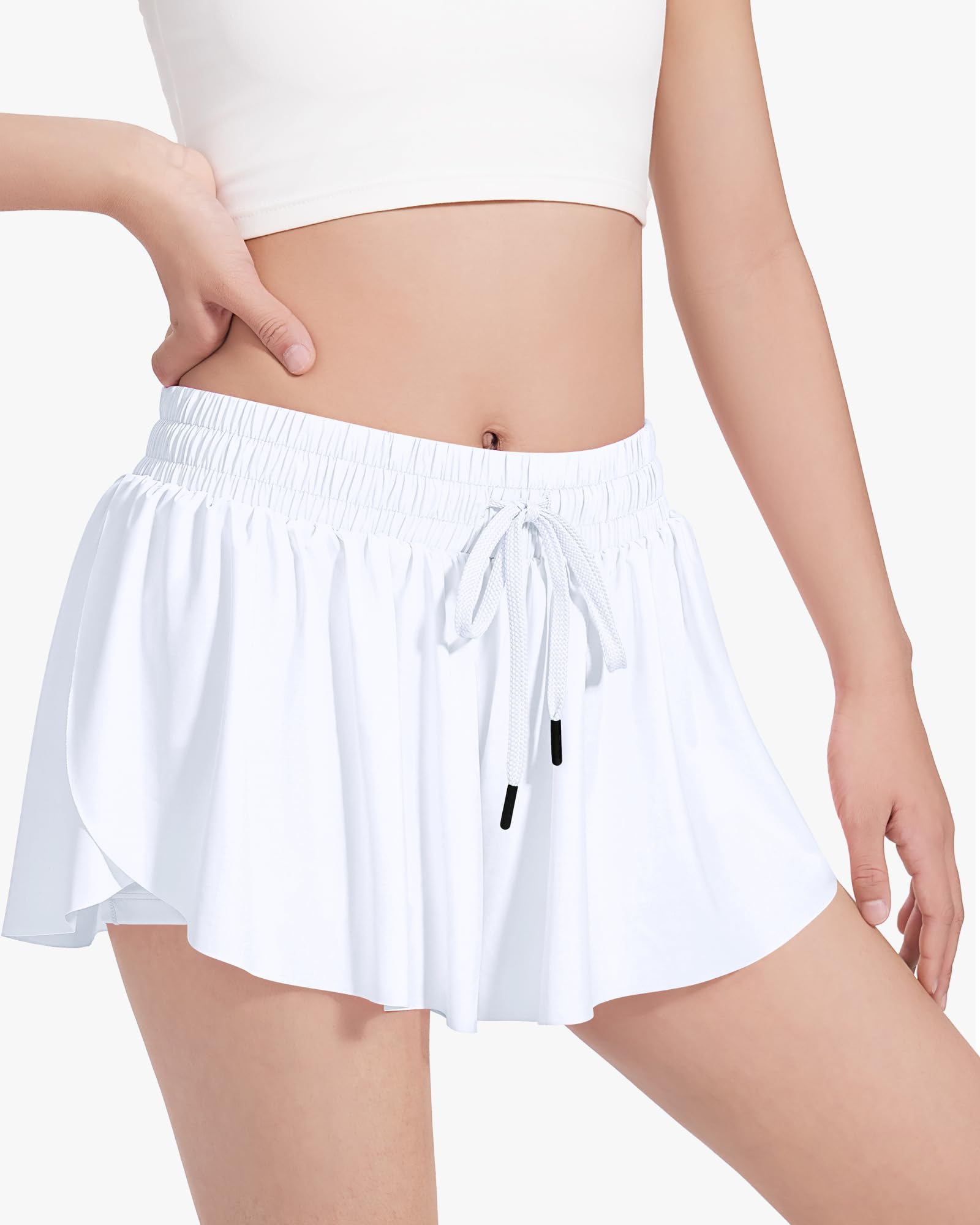 HASMES Girls Butterfly Print Athletic Shorts - Breathable Running Dance Cheer Shorts for Teens Age 5-14 Years - Perfect for Gym, Yoga, Sports & Casual Wear