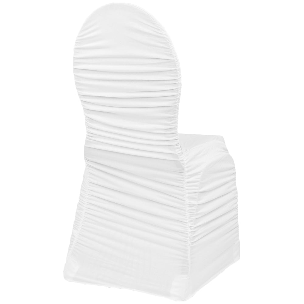 Elegant Ruched Spandex Banquet Chair Covers - White - Perfect for Weddings, Parties & Formal Events
