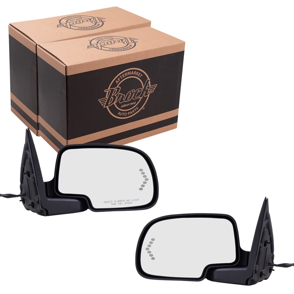 Brock Power Heated Signal Manual Folding Side Mirrors Set - Driver Left & Passenger Right - Paint to Match Black - Compatible with 2003-2006 Chevy Avalanche | Replacement for Damaged Mirrors | Enhanced Visibility & Safety for Night Driving & Bad Weather