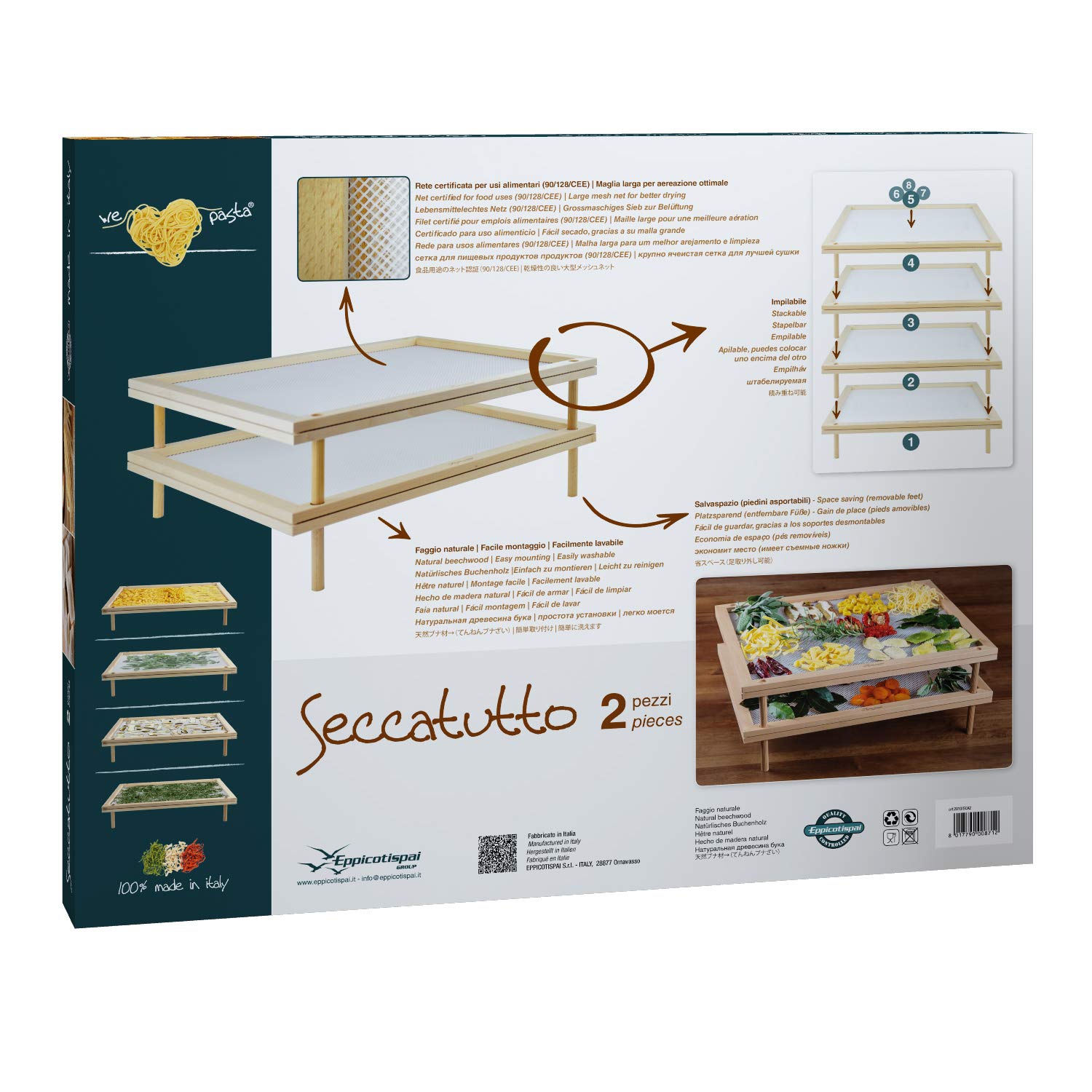Eppicotispai 2-Piece Stackable Food Dehydrator Set - Expandable 2-Tier Drying Rack for Fruits, Vegetables & Herbs | Perfect for Home Kitchen, Camping & Food Preservation