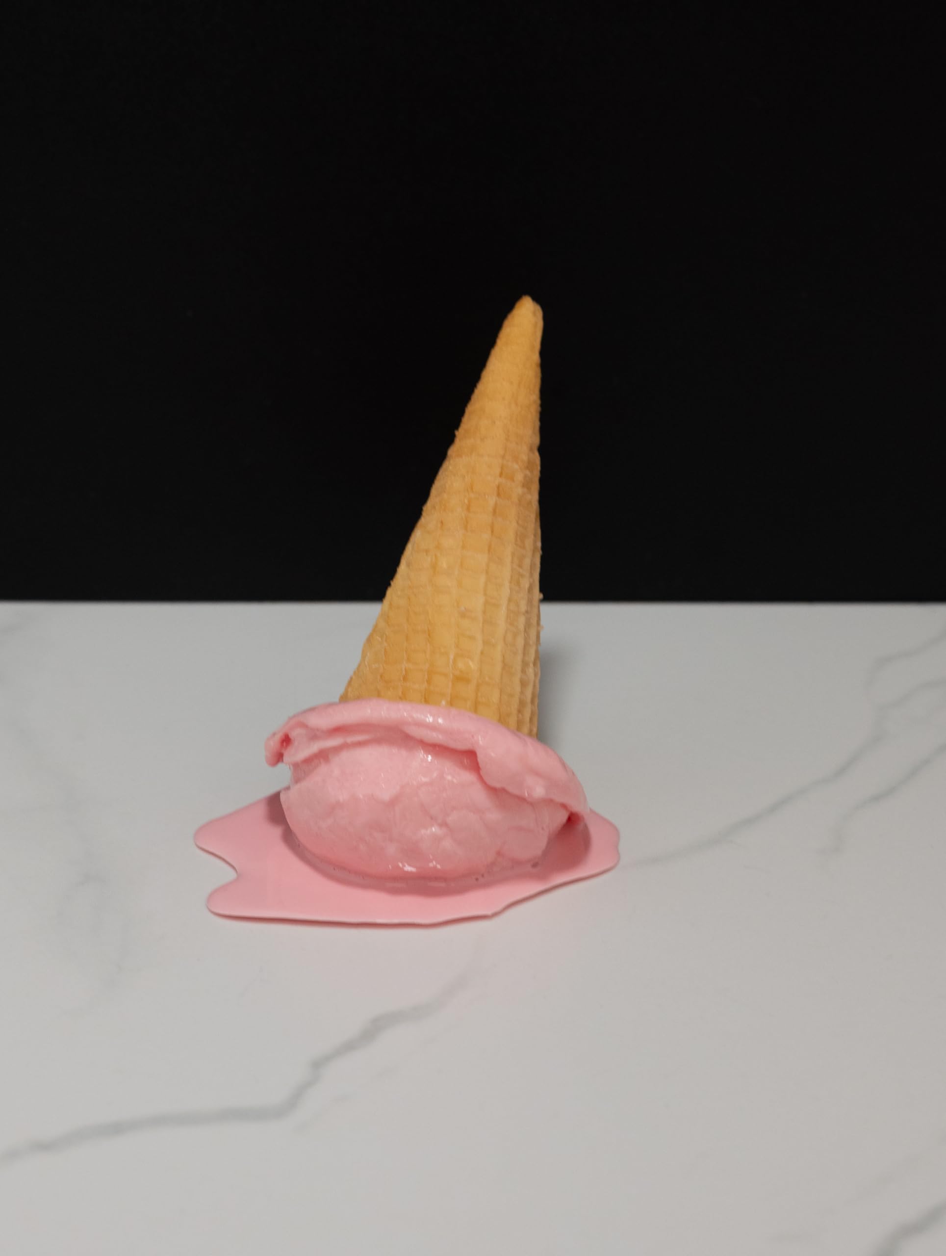 Just Dough It Fake Melting Strawberry Ice Cream Cone - Realistic Decorative Fake Dessert for Party Decor, Photo Props & Home Display