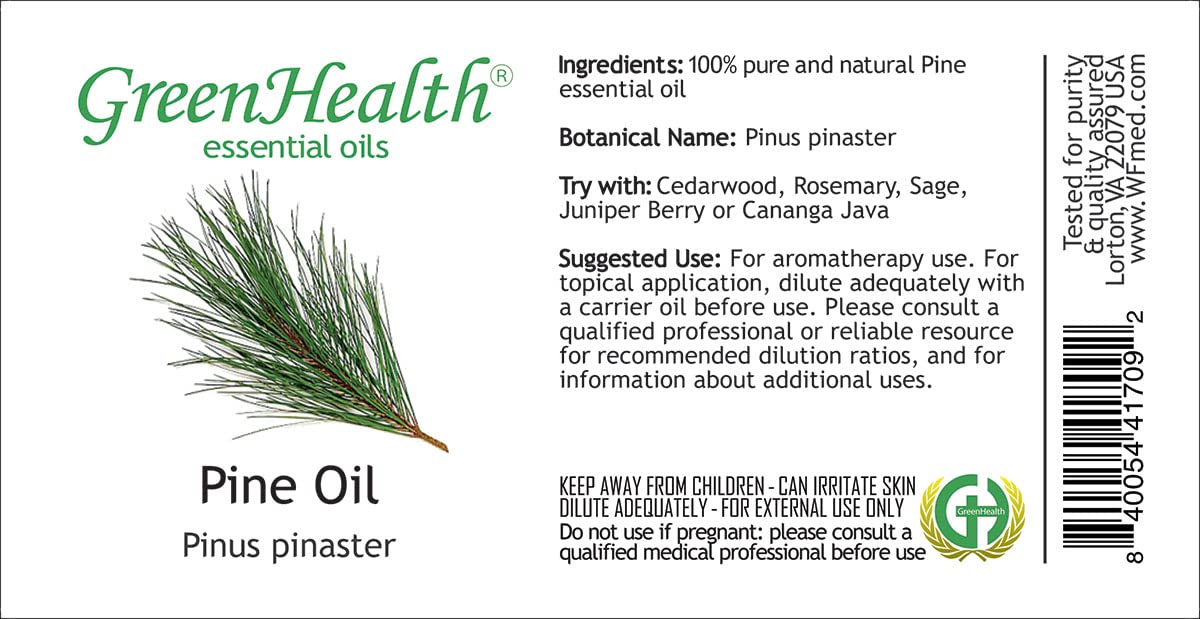 100% Pure Pine Scotch Essential Oil - 1 fl oz (30ml) Glass Bottle - Natural Aromatherapy Oil for Diffusers, Massage & DIY Skincare - GreenHealth