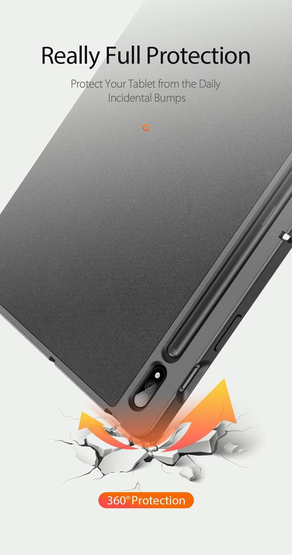 Premium Magnetic Pencil Holder Case for Samsung Galaxy Tab S7 Plus 12.4 (T970/T975) - Protective Smart Cover with Stylus Storage for Work, School & Digital Art