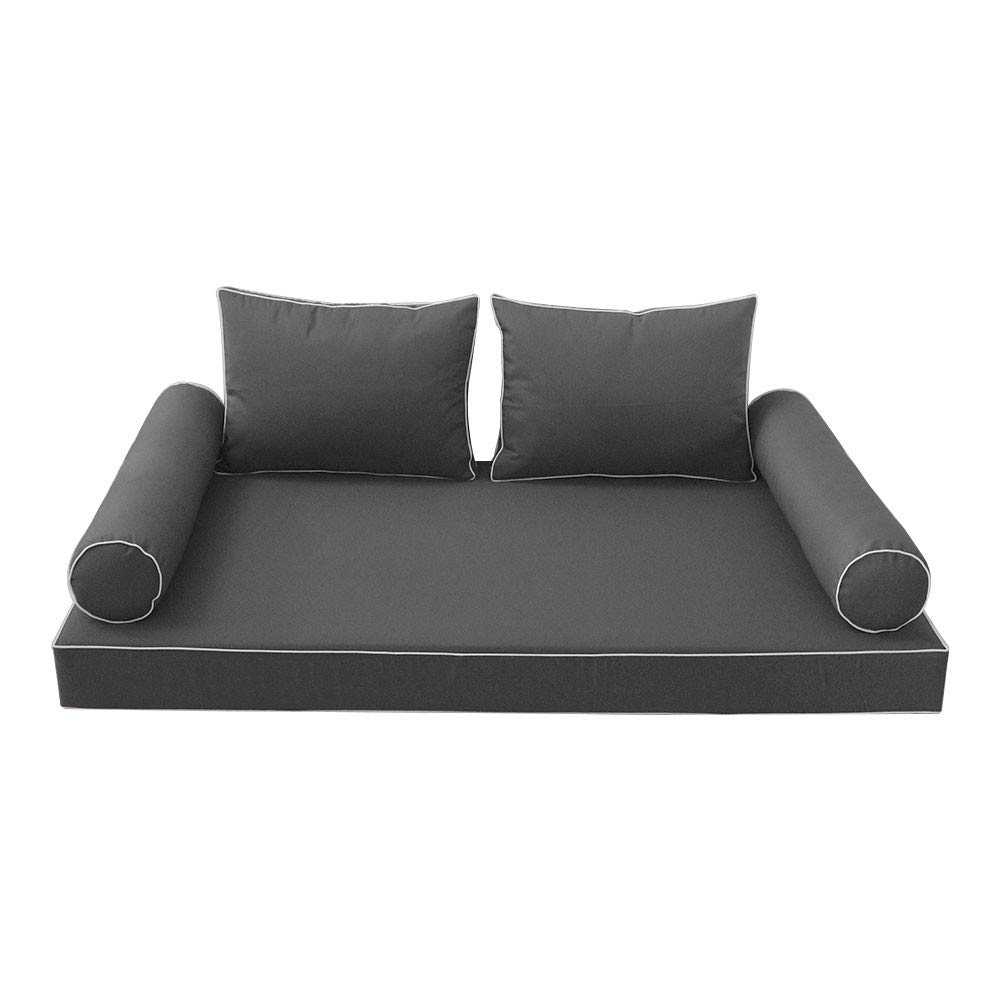 Prolinemax S1 Outdoor Daybed Slipcover - Waterproof Mattress & Bolster Backrest Cushion Covers with Contrast Trim, Twin XL Size (AD003) - Perfect for Patio, Poolside & Garden Furniture Protection