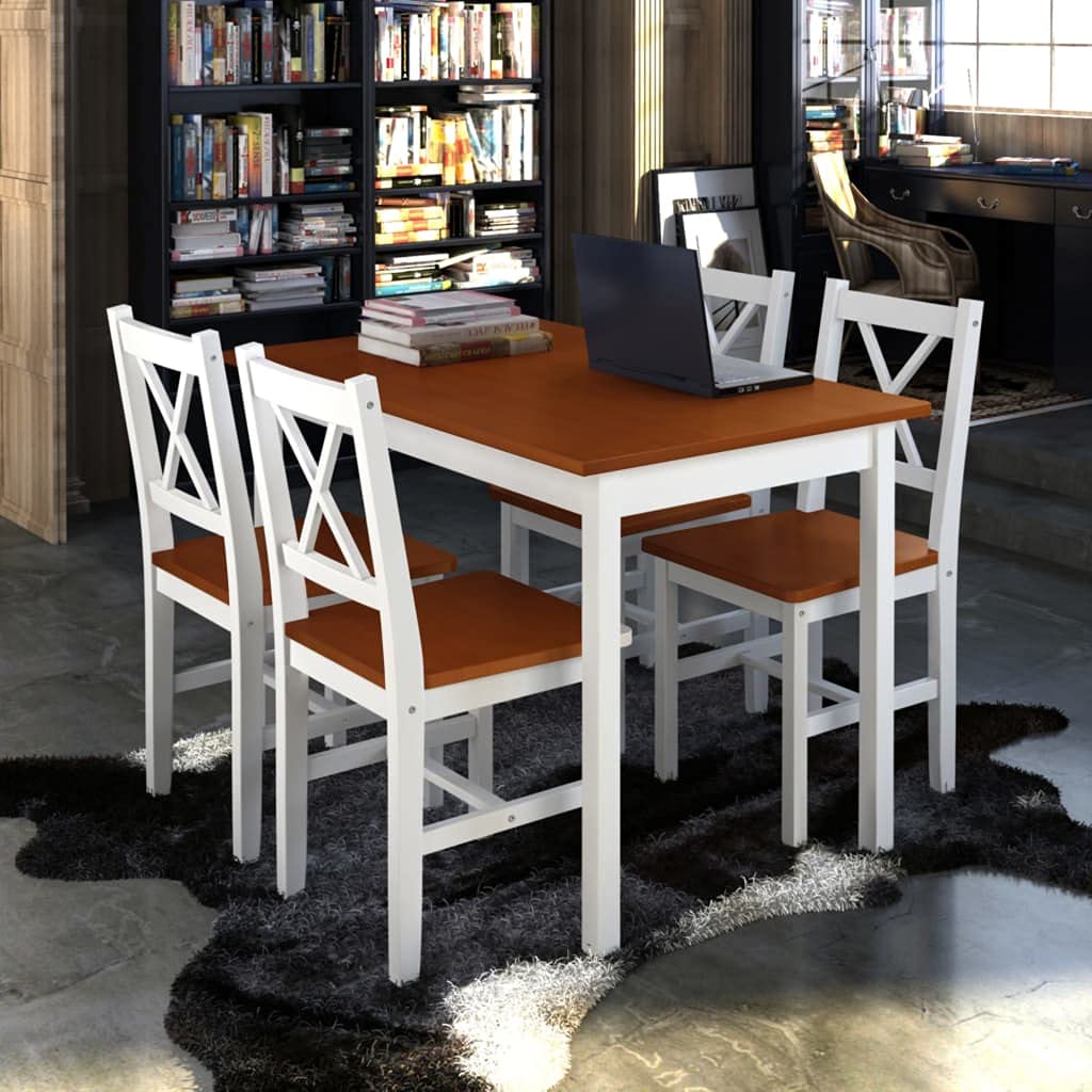 GOTOTOP 5-Piece Modern Rectangular Wood Dining Table Set with 4 Chairs, Brown - Perfect for Kitchen, Dining Room, Dinette, Breakfast Nook, and Small Spaces