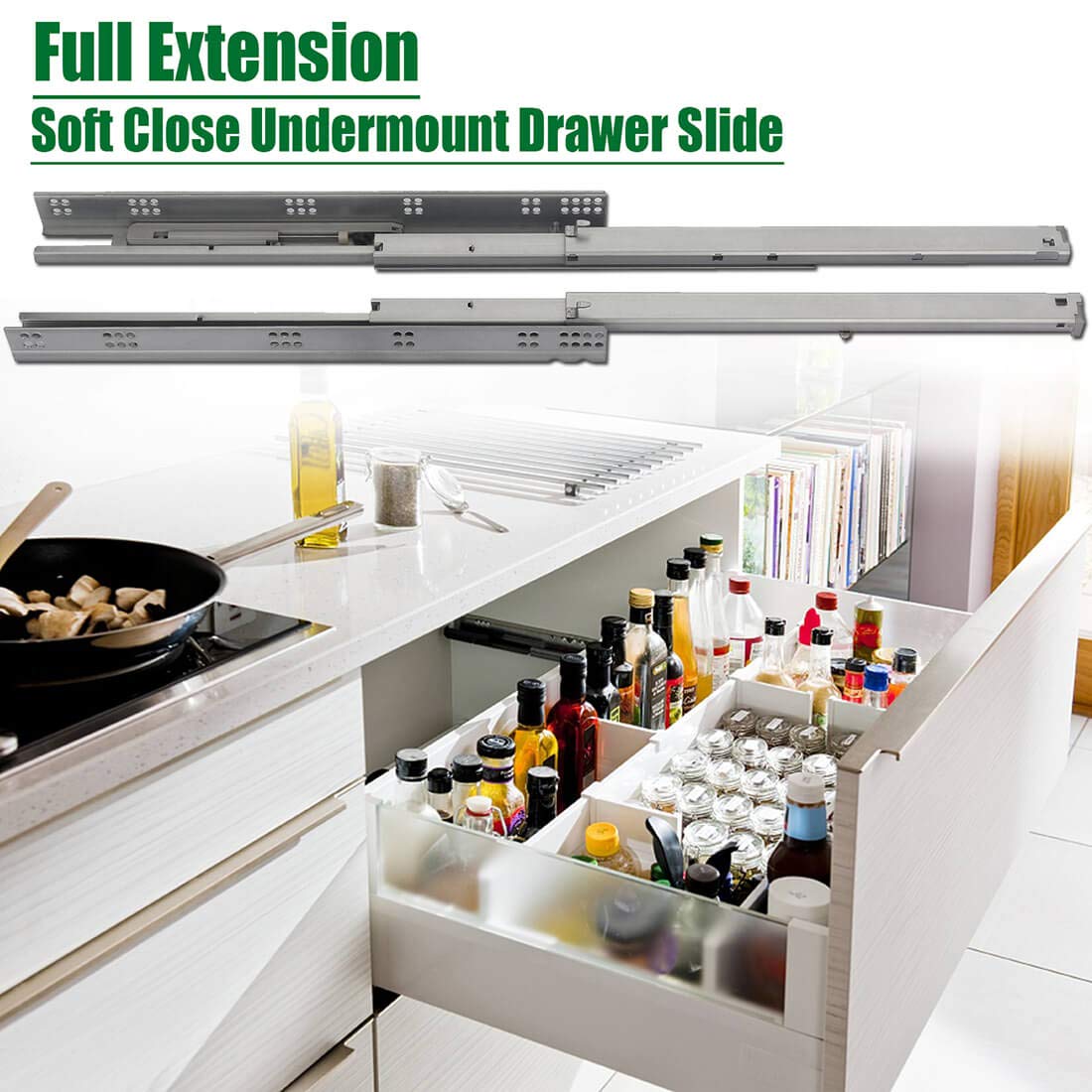 OCG 18-Inch Undermount Drawer Slides (6 Pairs) - Full Extension Soft Close Concealed Drawer Runners with Mounting Screws & Brackets - Perfect for Kitchen Cabinets, Dressers, and Office Furniture Organization