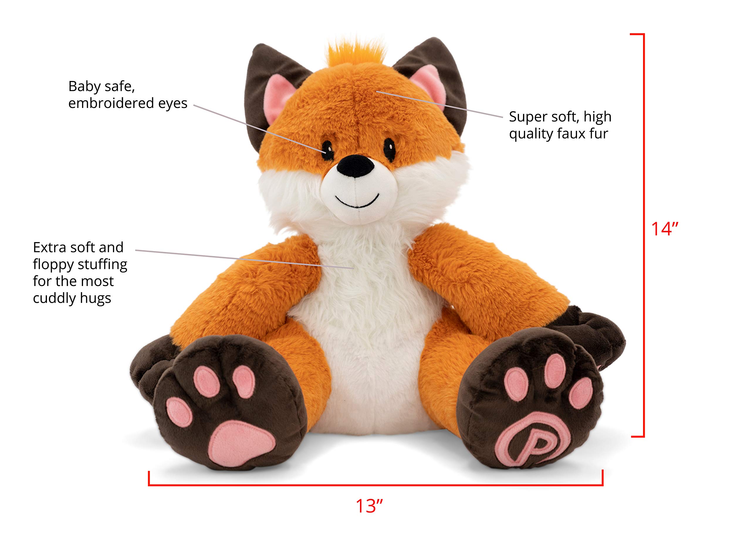 Finnigan 18 Inch Plush Fox Stuffed Animal - Soft Orange Fox Plush Toy with Tail - Cute Woodland Creature Plushie for Girls & Boys - Big Huggable Stuffed Animal for Kids Bedroom Decor, Nursery Gift & Cuddling Companion