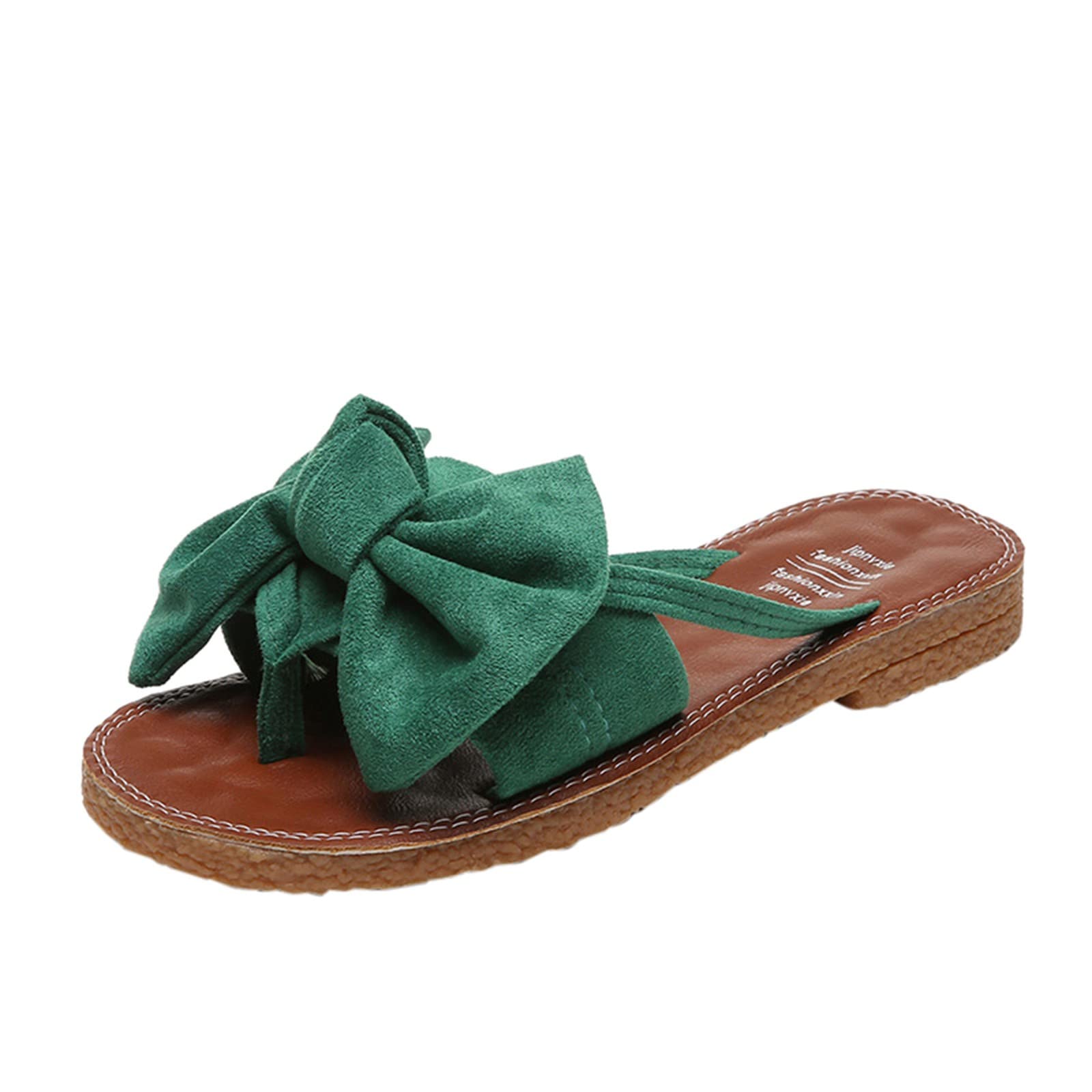 Women's Casual Brown Fuzzy Flat Sandals - Comfortable Slip-On Slippers for Home, Lounge & Outdoor Wear