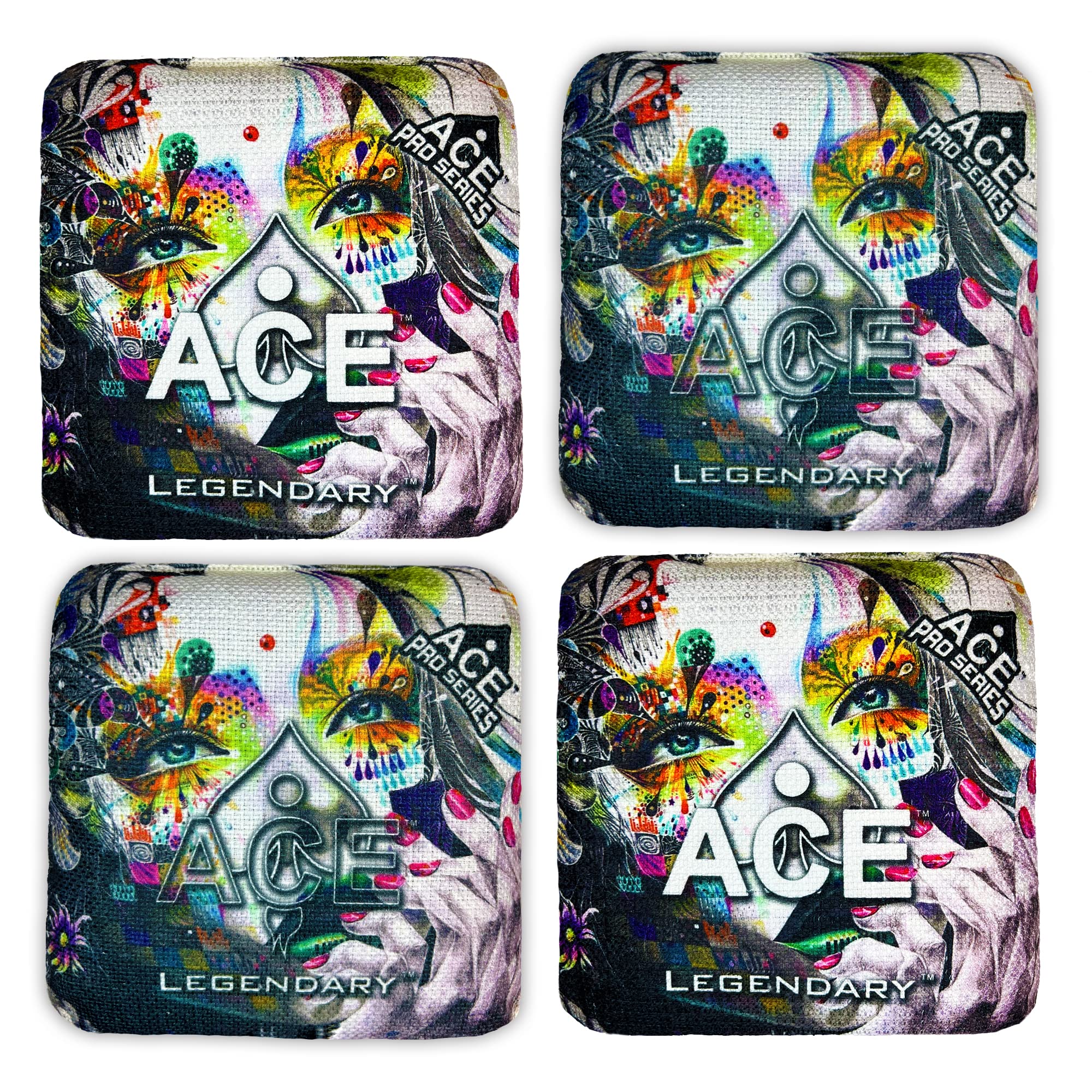 ACE Pro Cornhole Bags Set of 4 - Dual Sided All-Weather Slick Stick Bags with PRO Kit | Includes Optional Break-In Service & Carrying Case | Perfect for Backyard Games, Tailgating, and Outdoor Parties