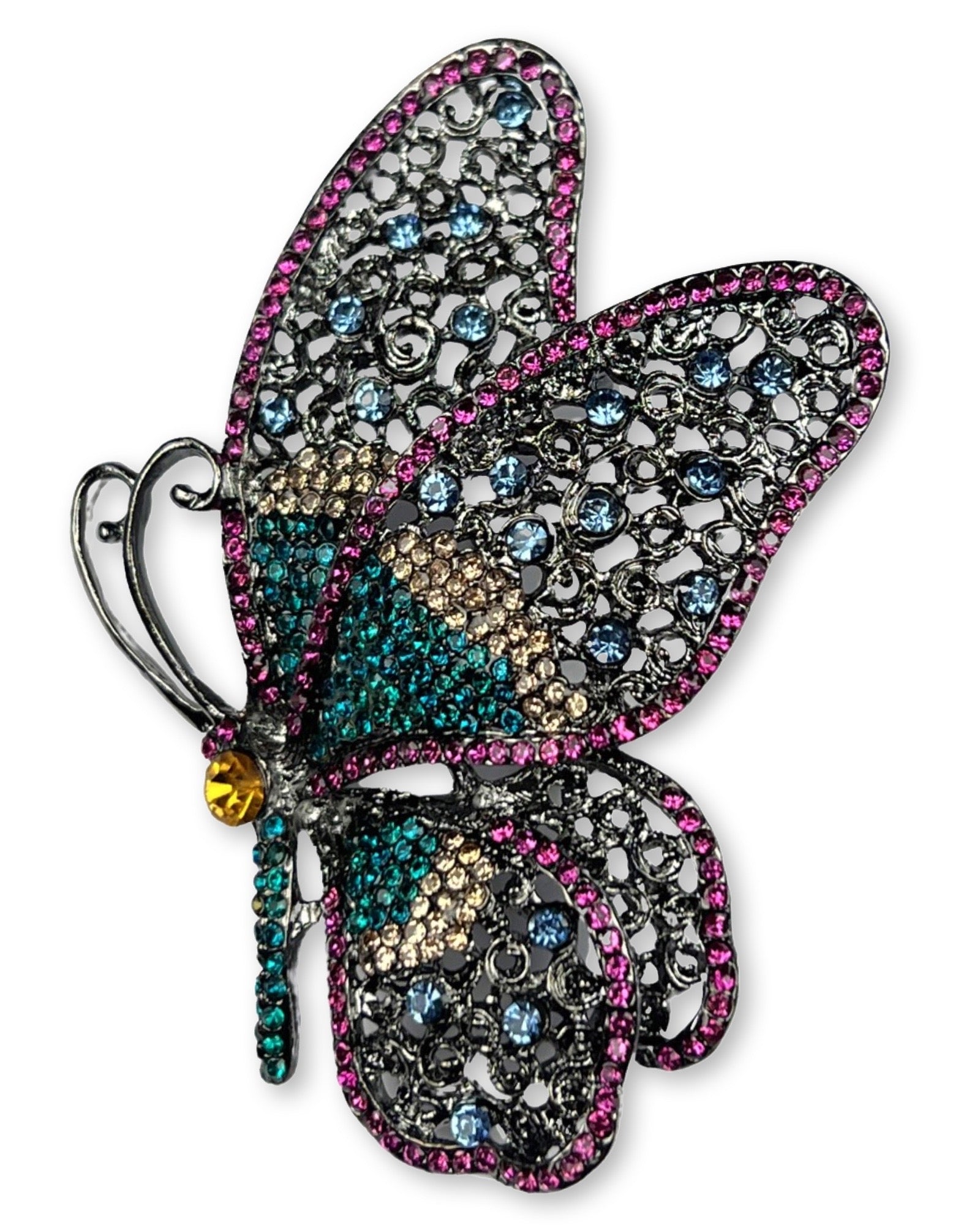 DÉCLIC Butterfly Side Pin - Pink Hair Clip for Women & Girls, Perfect for Parties, Weddings & Everyday Style