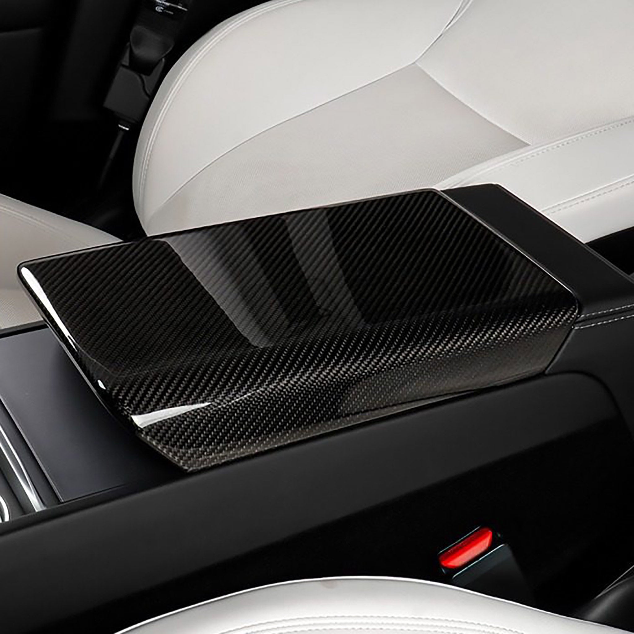 Premium Real Carbon Fiber Armrest Box Cover for 2024+ Tesla Model 3 Highland | Interior Upgrade Accessory | Perfect for Daily Driving & Car Enthusiasts