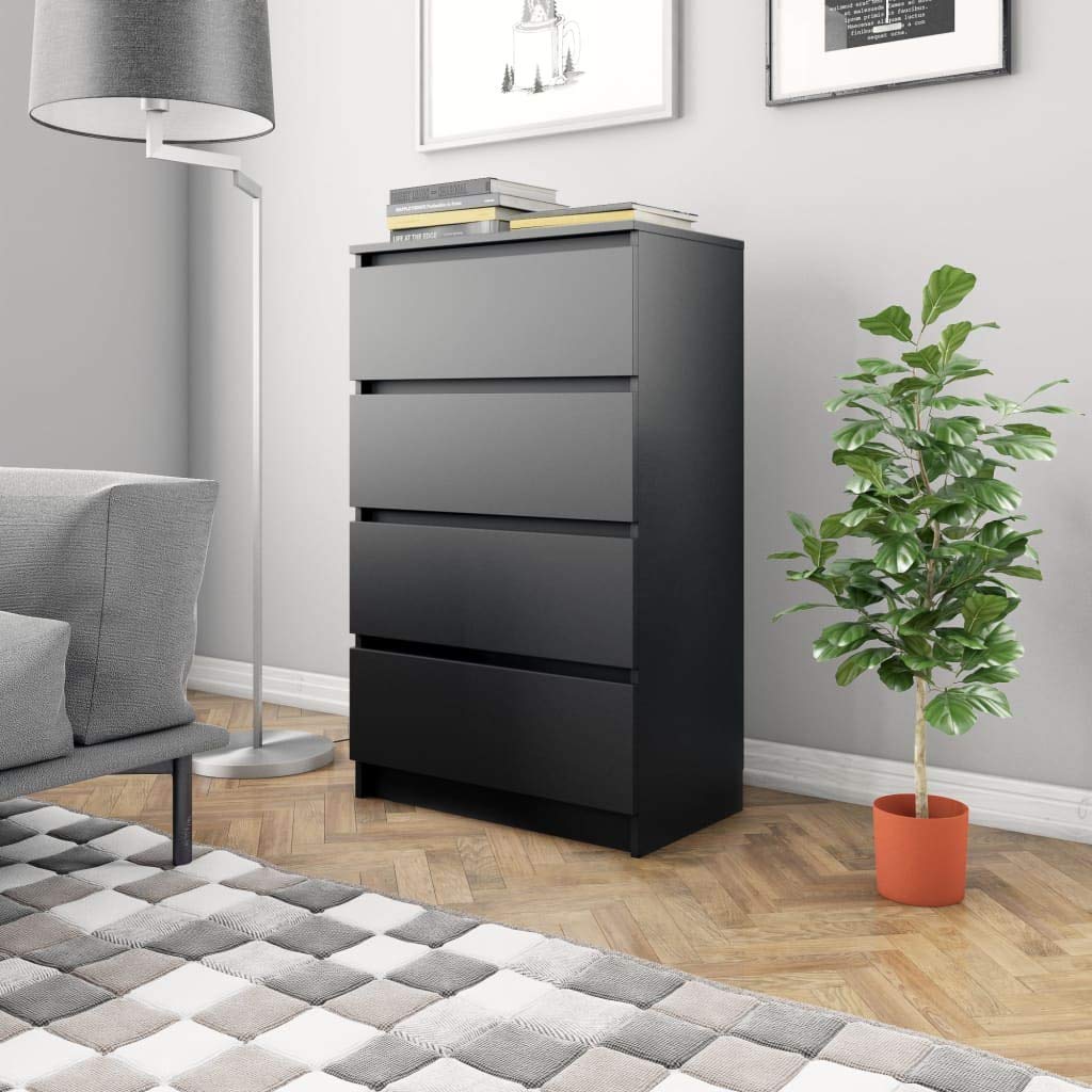 Modern Kitchen Buffet Storage Cabinet - Black Sideboard with Chipboard Construction 23.6
