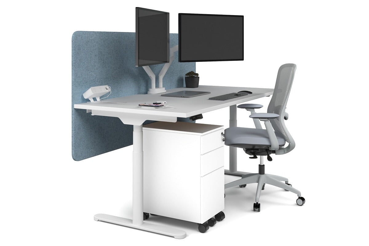 Flexi Premium Height Adjustable Single Workstation Desk - 1600L x 800W with Cable Management Scallop | Ergonomic Standing Desk for Home Office & Workspace