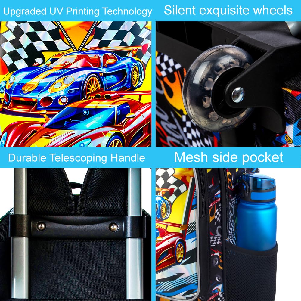 3PCS Rolling Backpack for Kids - Wheeled School Bookbag with Lunch Box for Boys & Girls | Durable Backpacks with Wheels for Elementary Students | Perfect for School, Travel & Daily Use