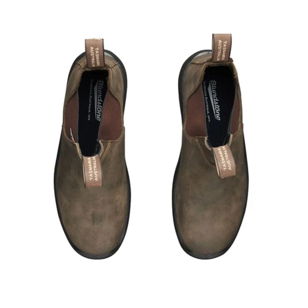 Blundstone 180 Waxy Rustic Brown Unisex Steel Toe Slip-On Work Boots - Waterproof Safety Shoes for Construction, Warehouse & Outdoor Work