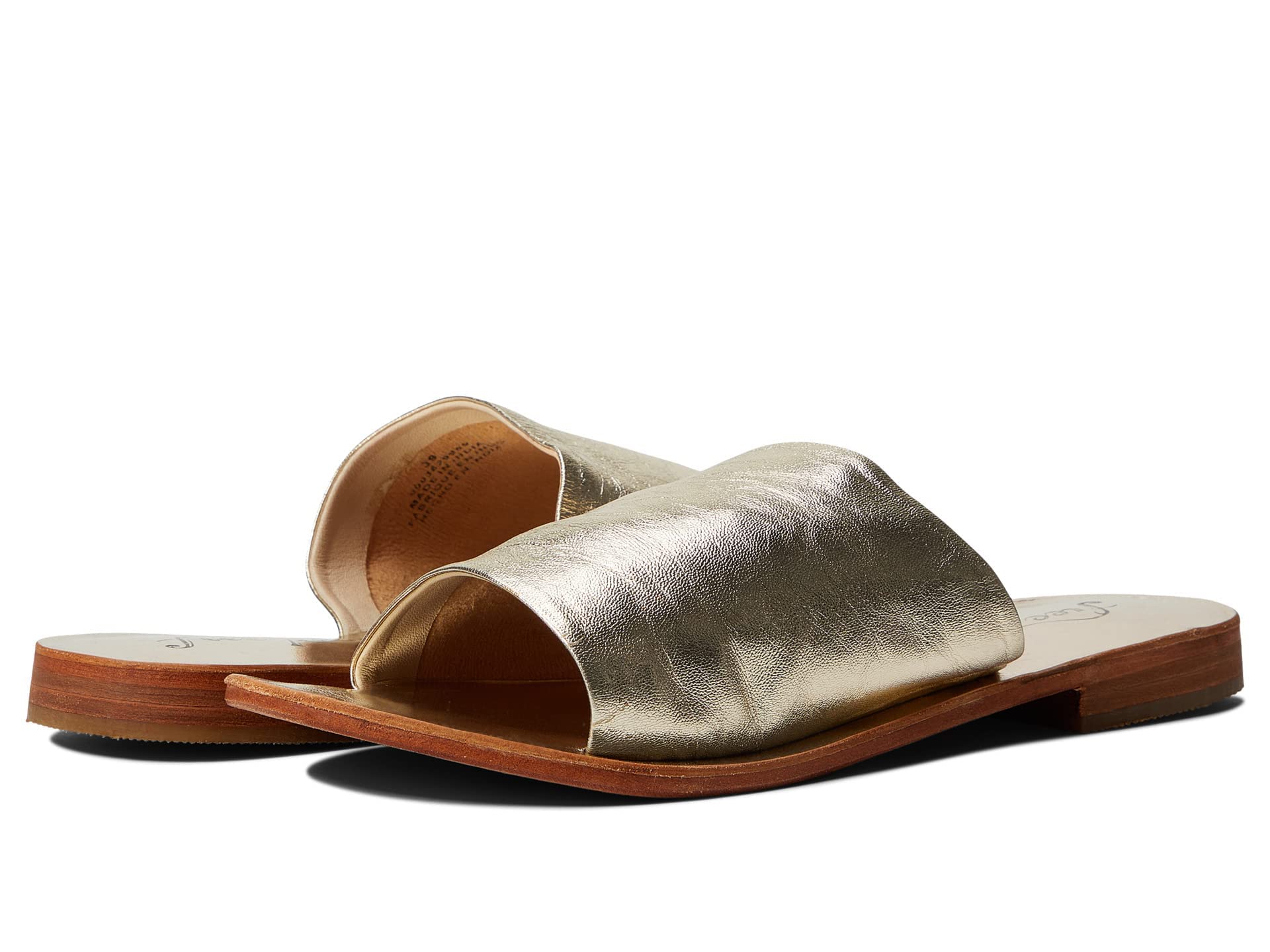 Free People Vicente Slide Sandals Women's Size 6.5 (EU 36.5) - Gold Leather Summer Sandals for Beach, Pool & Casual Outfits