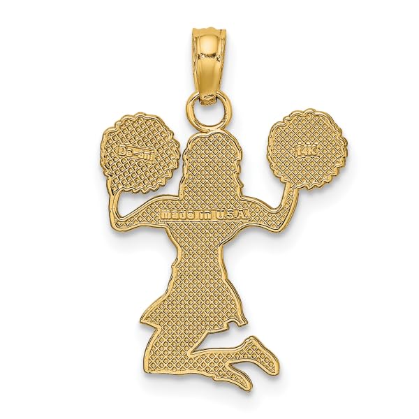 14K Solid Yellow Gold Cheerleader Pom Poms Necklace - Sports Charm Pendant for Cheerleading Enthusiasts - Perfect for Games, Competitions & Team Spirit Gifts