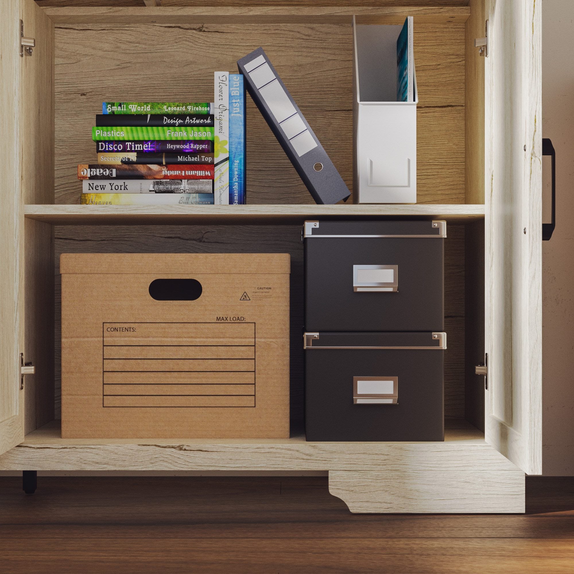 Stylish Modular Organizer & Storage Cabinet with Open & Closed Compartments - Perfect for Home Office, Closet Organization & Living Room Decor