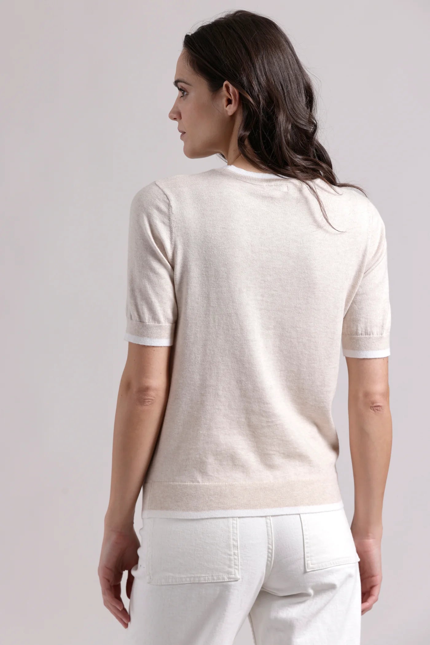 Minnie Rose Women's Crew Neck Sweatshirt with Contrast Tipping - Cozy Casual Wear for Everyday Outfits & Lounge
