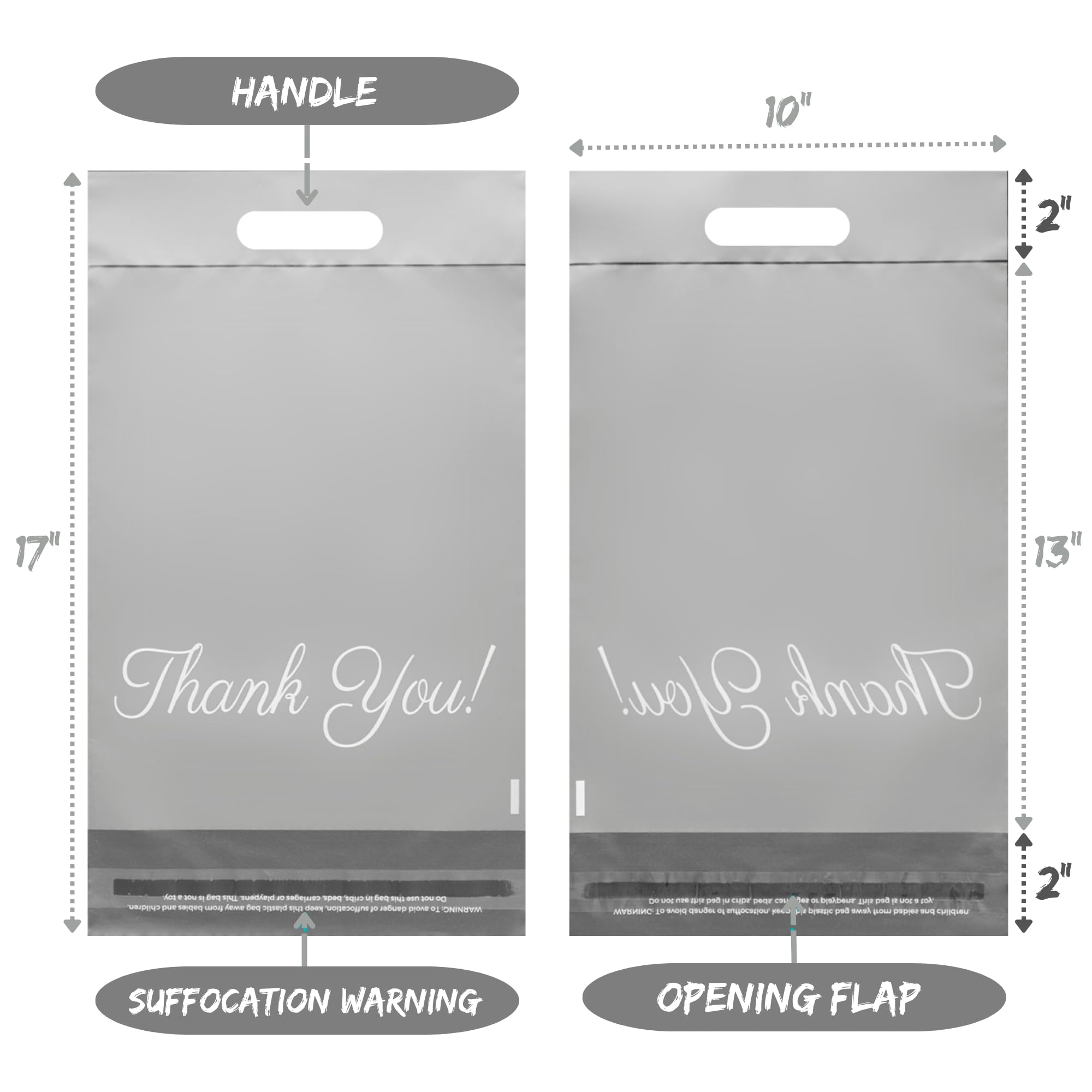 10x13 Frosted T-Shirt Bags - 100 Pack Durable Handle Shipping Bags for Clothes, Small Business & Ecommerce | Perfect for Retail Packaging, Online Orders & Thank You Gifts