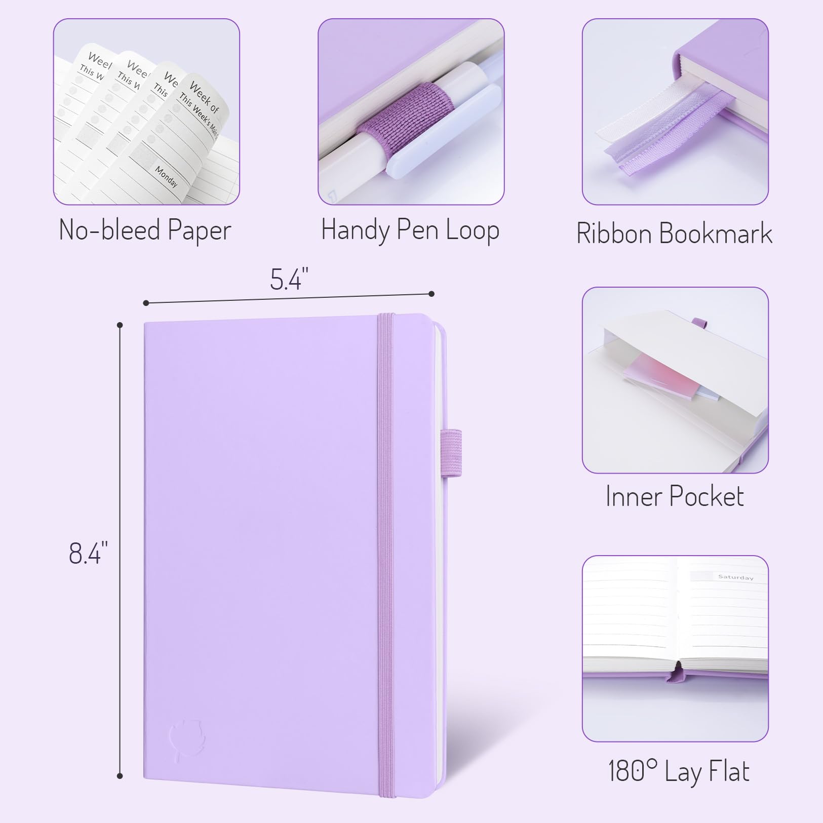 2025 Undated Weekly & Monthly Planner - Forvencer A5 Cute Daily Organizer Notebook for Goal Tracking & Task Management, Start Anytime, Lilac - Perfect for Students, Professionals & Busy Moms
