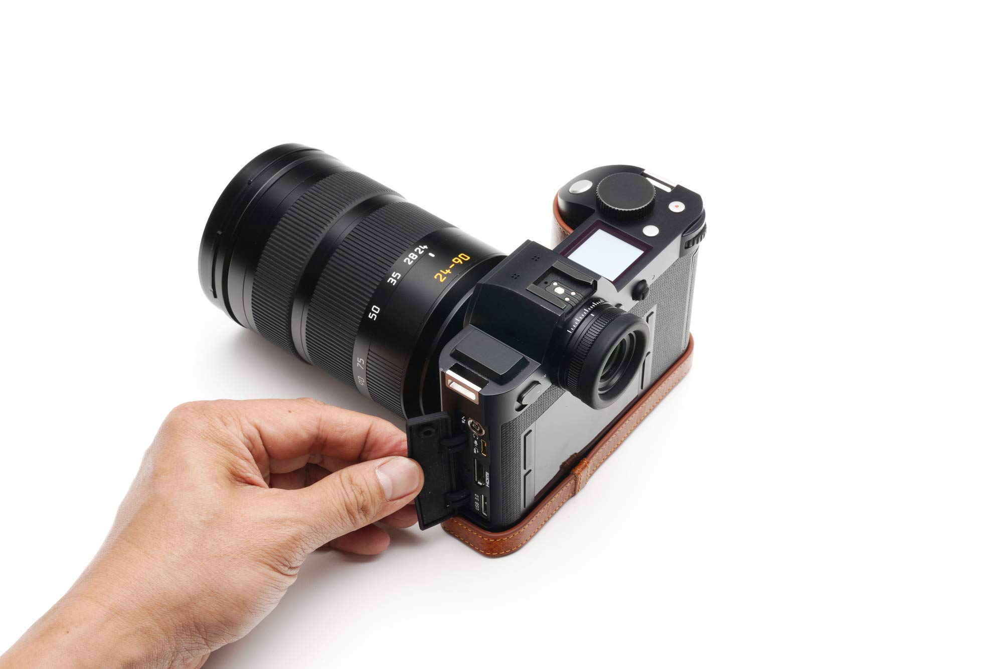 **Genuine Leather Leica SL Camera Case - Handmade Half Cover with Bottom Opening & Hand Strap (Lava Brown) | Premium Protection for Leica SL Cameras | Perfect for Travel, Photography & Outdoor Adventures**