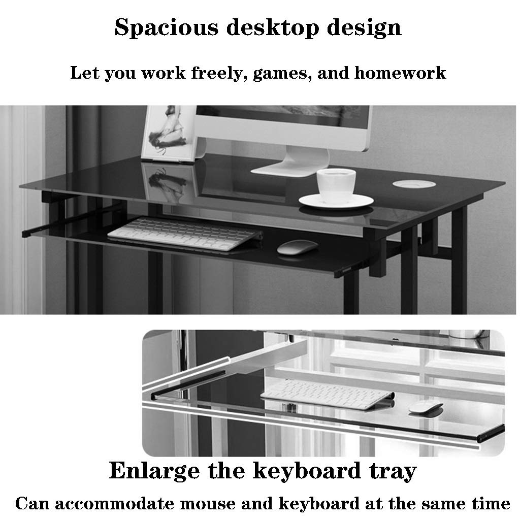 Modern White Computer Desk with Storage Shelves - 60x40x75cm Tempered Glass Study Desk for Home Office, Bedroom & Small Spaces - Easy Assembly & Minimalist Design