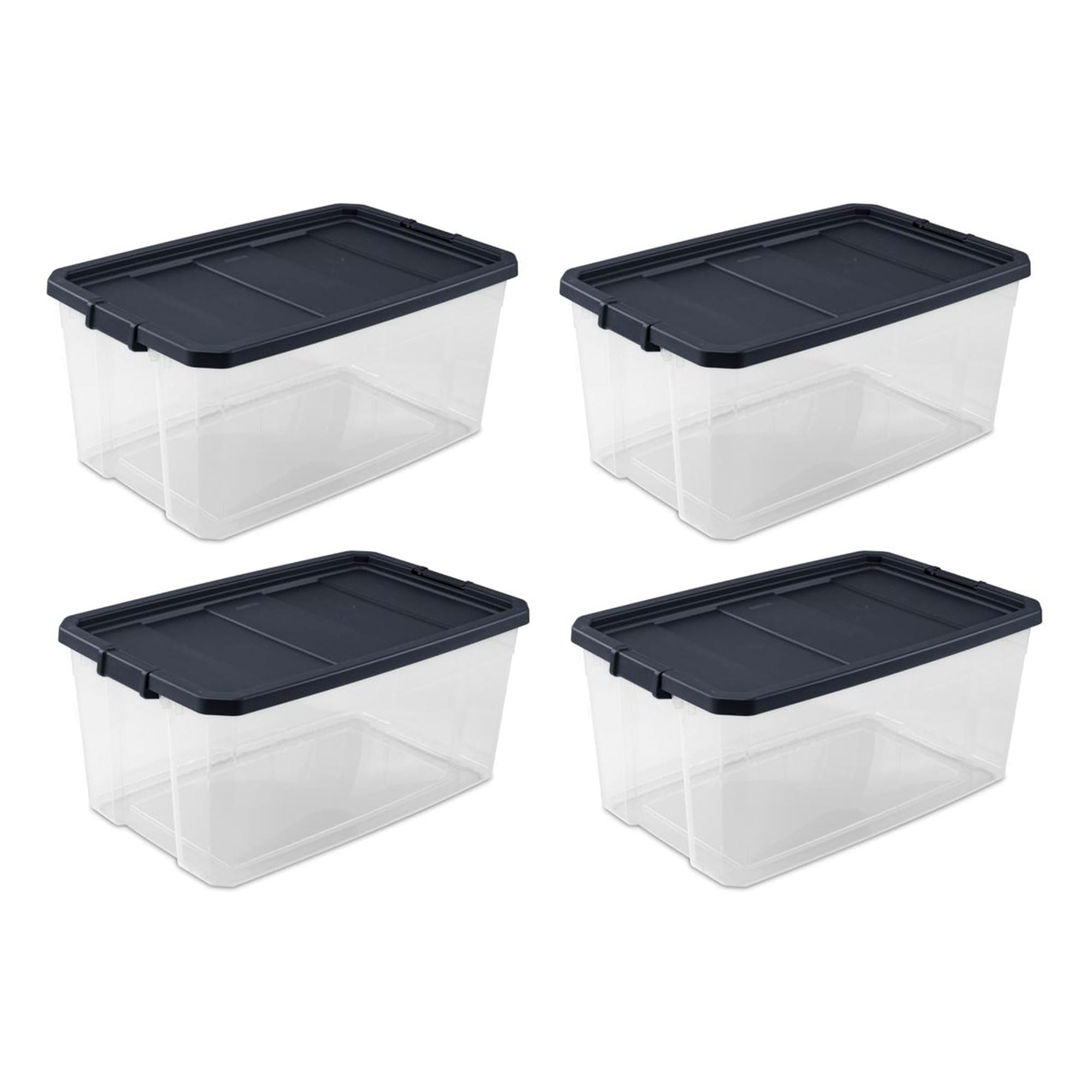 Sterilite 4-Pack 116 Qt Stackable Storage Containers with Secure Latching Lids, Gray - Perfect for Home Organization, Garage Storage & Moving Supplies