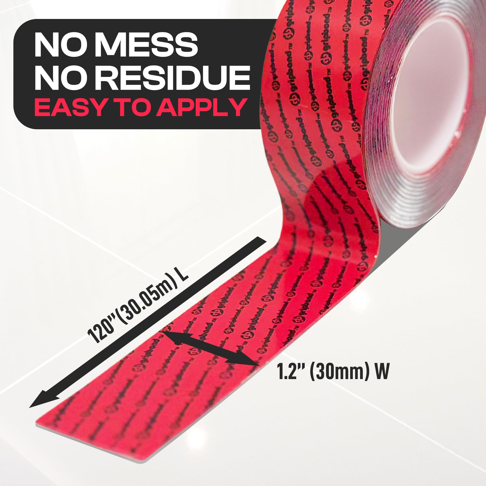 GripBond Clear Double Sided Tape - 1 Roll (10 Ft) 1.2