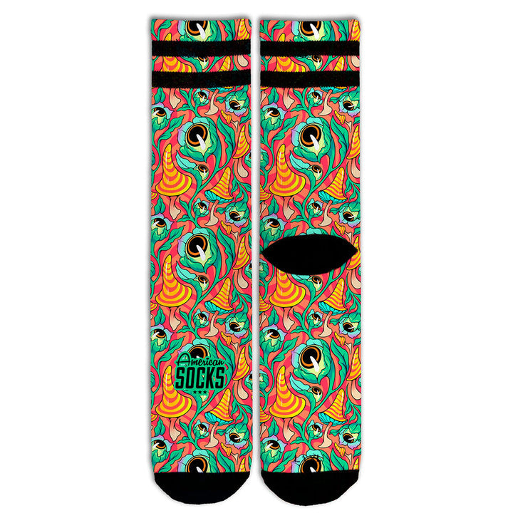 Premium American Socks - Signature Psychotropic Mid-High Cotton Crew Socks for Men & Women - Perfect for Casual Wear, Sports & Gift Giving