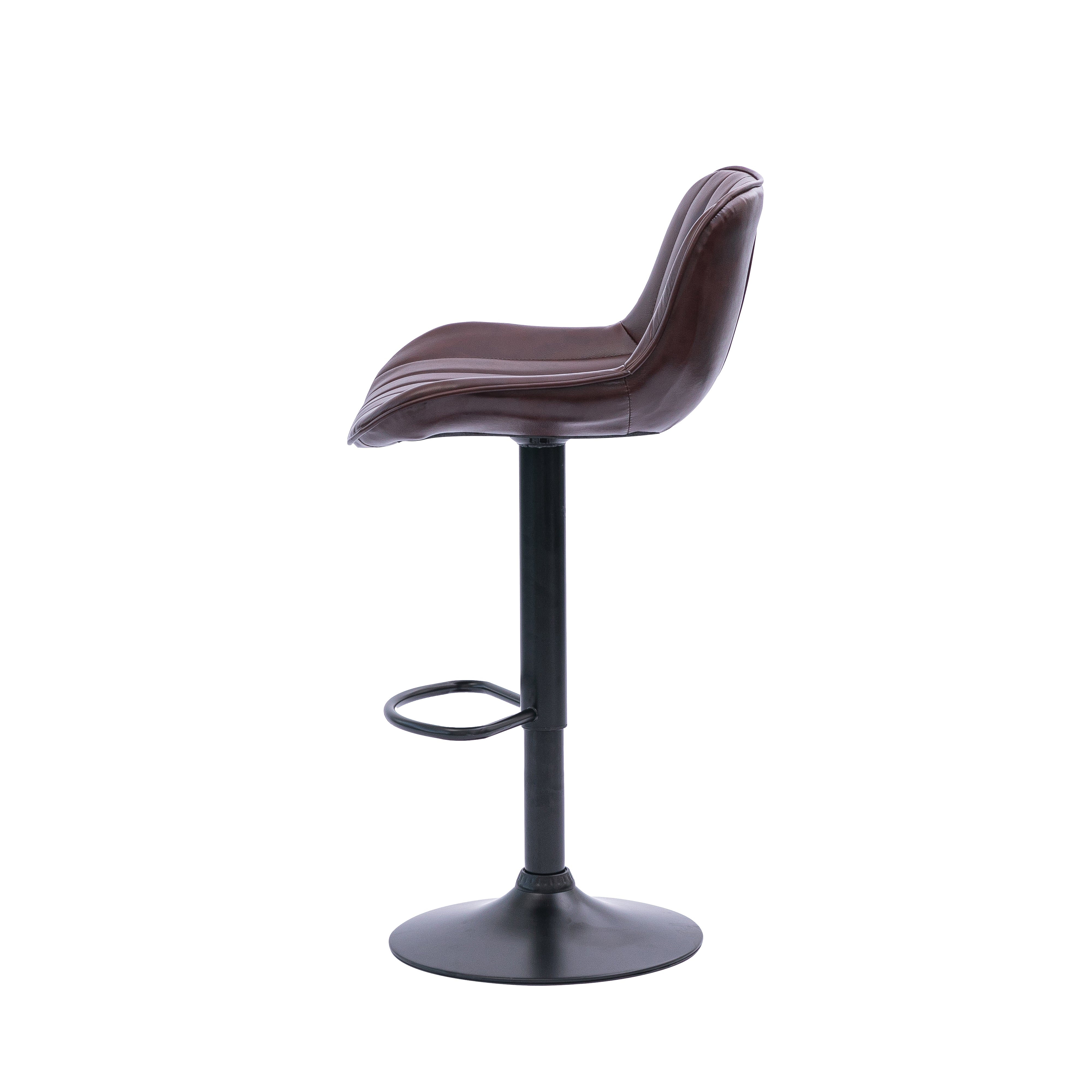 Urban Style Black Metal Brown PU Bar Stools with Gas Lift - Set of 2 for Kitchen Island, Breakfast Nook & Home Bar Seating