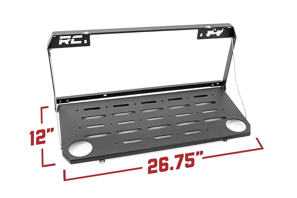 Rough Country Folding Rear Tailgate Table for Jeep Wrangler JL & Unlimited (2018-2024) | Heavy Duty Camping Gear | Perfect for Outdoor Cooking, Picnics & Tailgating