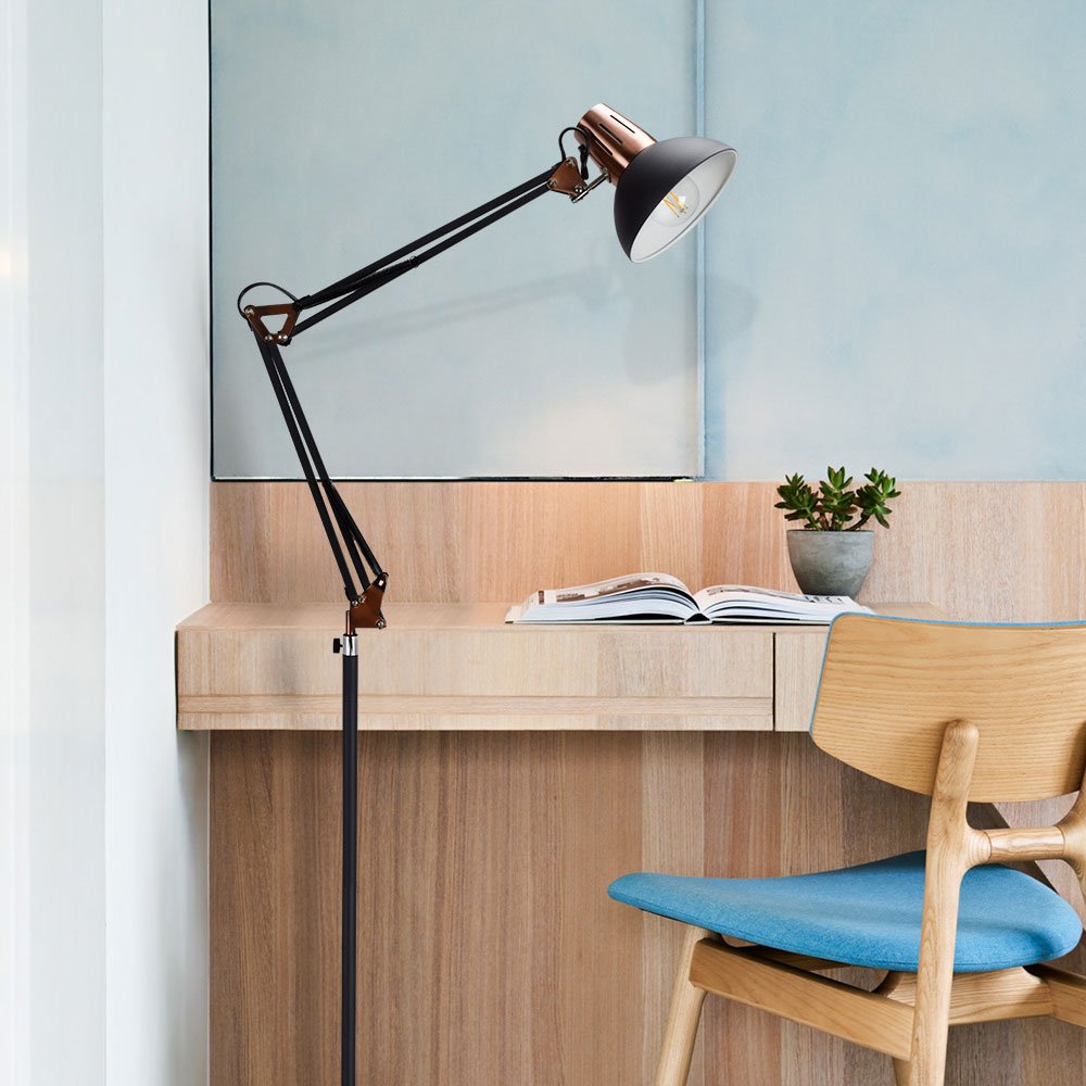 Modern Metal Floor Lamp with Flexible Swing Arms & Adjustable Head - Industrial Standing Lamp for Living Room, Bedroom, Office - Matte Grey Finish - Perfect for Reading, Task Lighting & Home Decor
