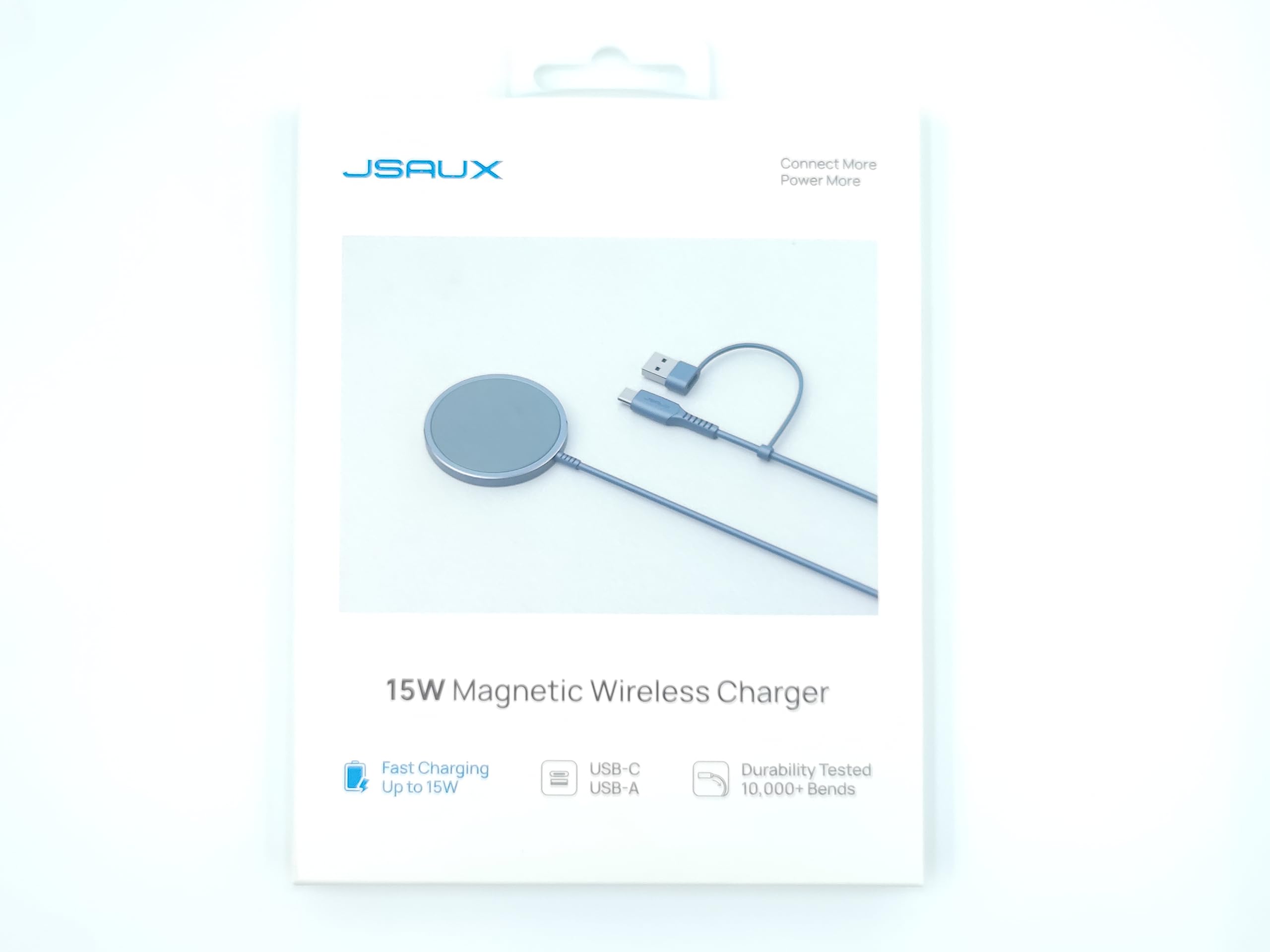 JSAUX Magnetic Wireless Charger for iPhone 14/13/12 Series - Fast 15W Qi-Certified MagSafe-Compatible Charging Pad - Perfect for Home, Office & Car Use (Black)