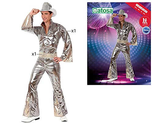 Disco Silver Costume for Adults - 70s Party Outfit, Halloween Dress Up, Themed Events & Dance Performances