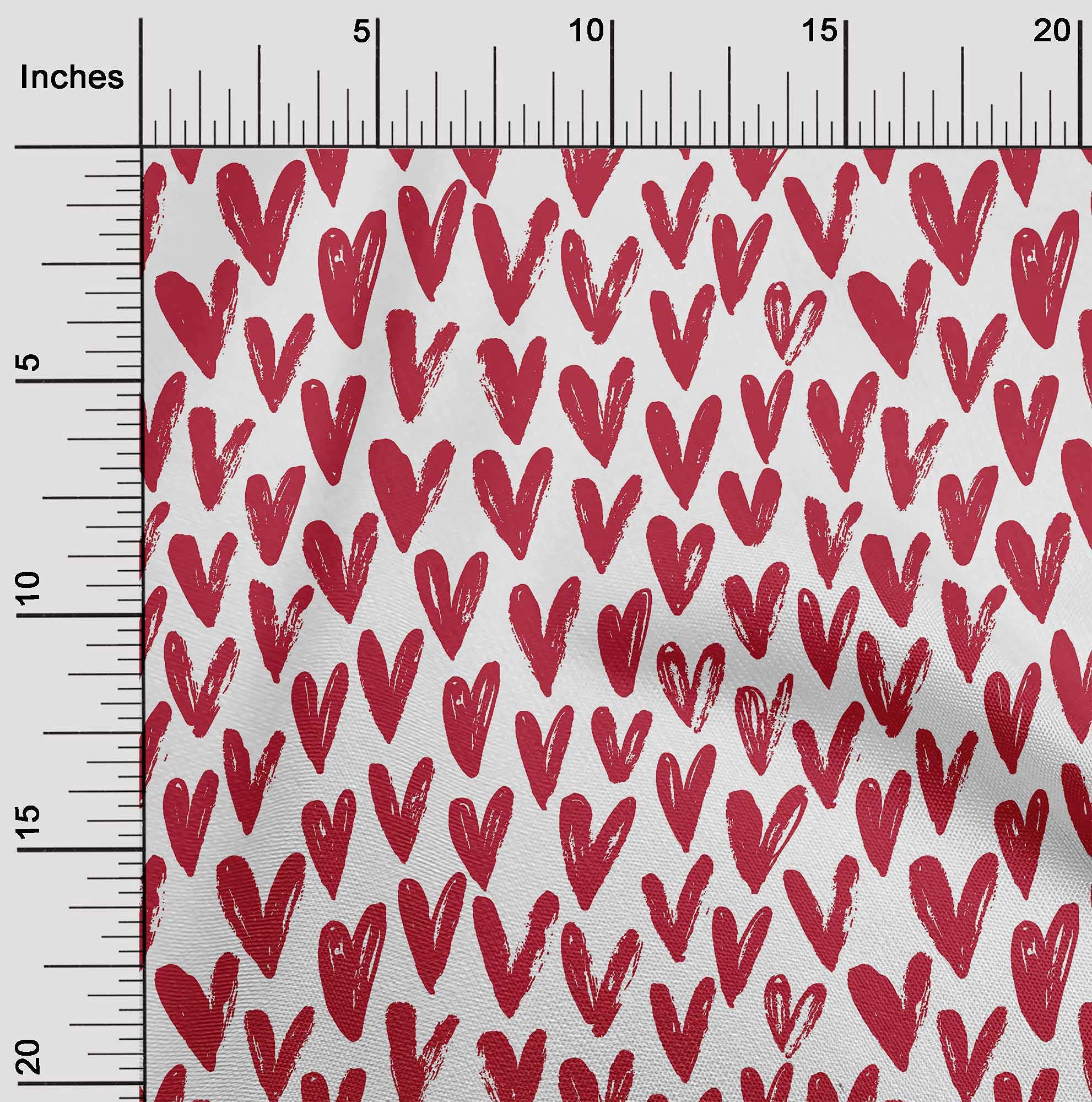oneOone Red Viscose Jersey Fabric with Valentine Heart Print - 60 Inch Wide for DIY Clothing & Sewing Projects | Perfect for Dresses, Skirts, and Valentine's Day Crafts