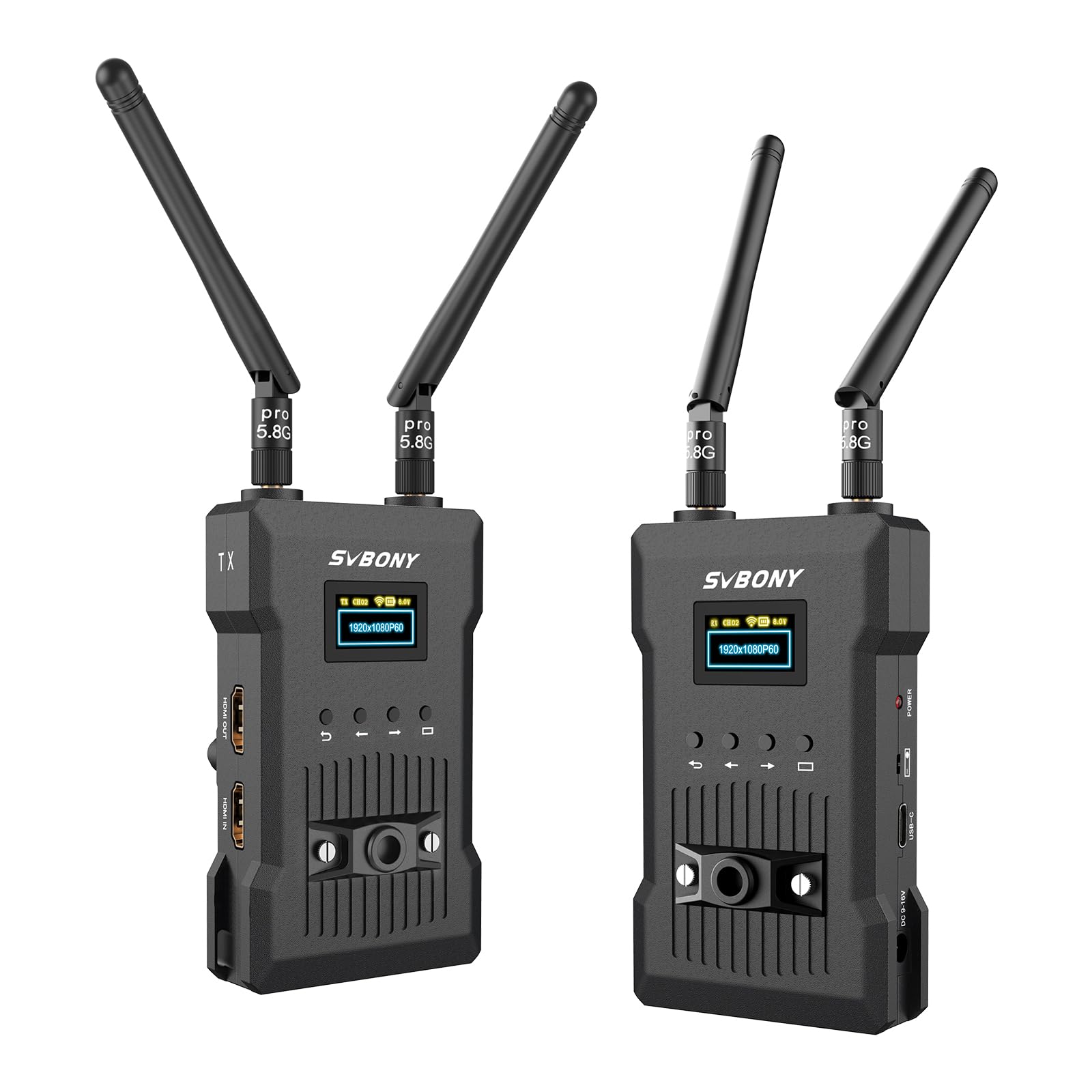 SVBONY ST1 4K Wireless HDMI Video Transmitter and Receiver System - 5G 8-Band 300m Range, 30FPS, 0.06s Low Latency with OLED Display for Live Streaming, Photography & Videography - Perfect for YouTube, Twitch, Gaming, and Professional Video Production